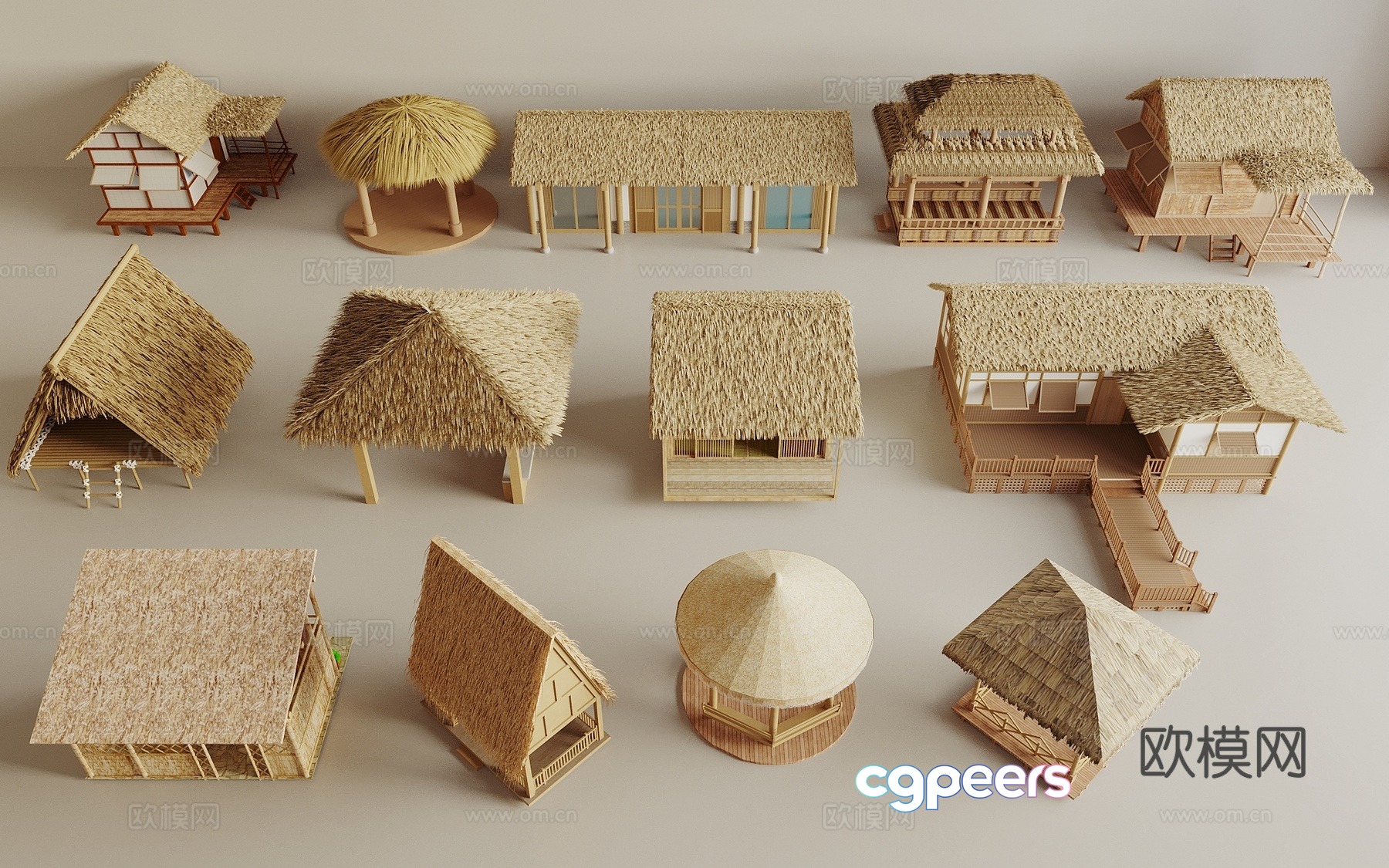 New Chinese thatched hut pavilion rural pavilion 3D model New Chinese thatched hut pavilion rural pavilion 3D model
