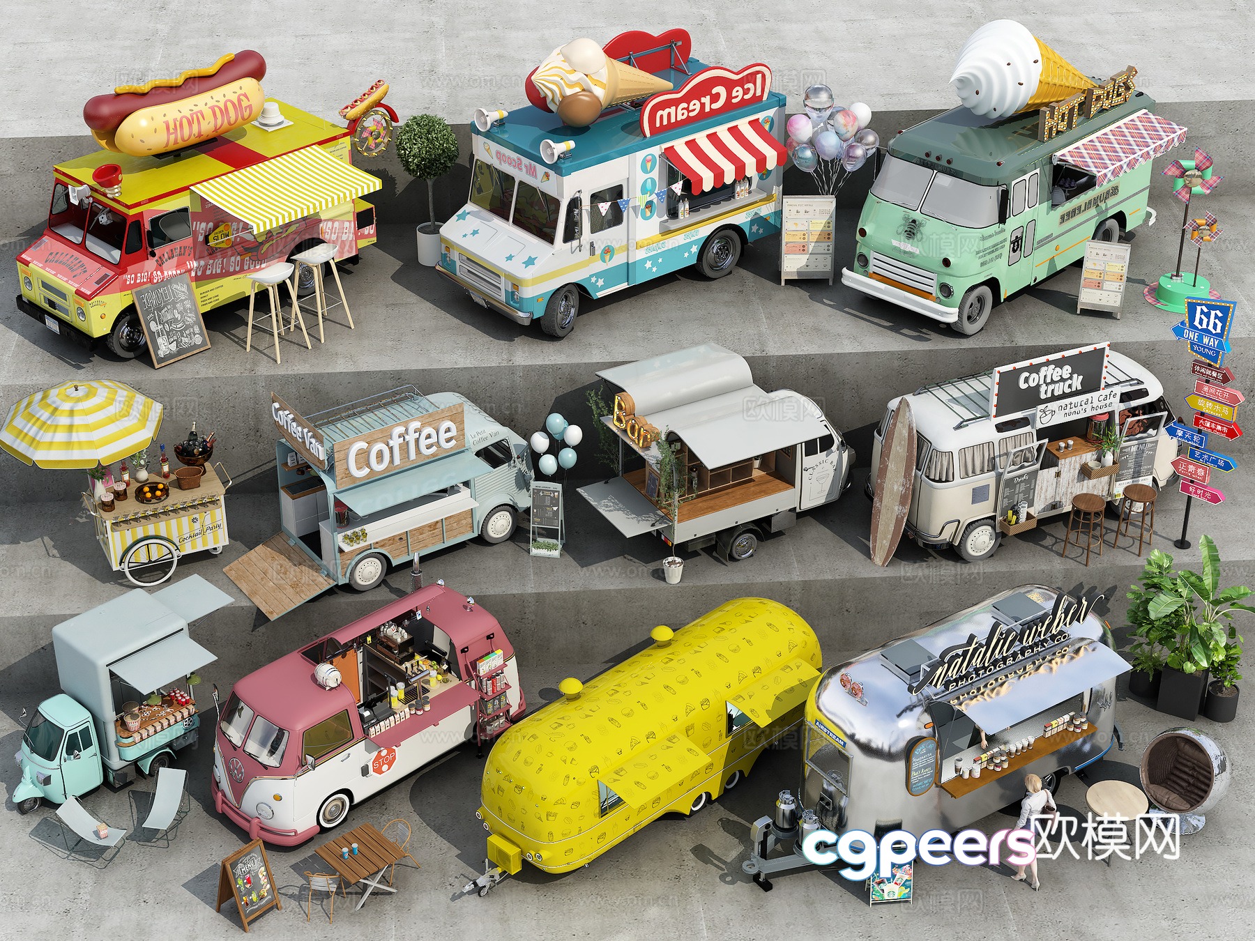 Dining truck 3d model Dining truck 3d model