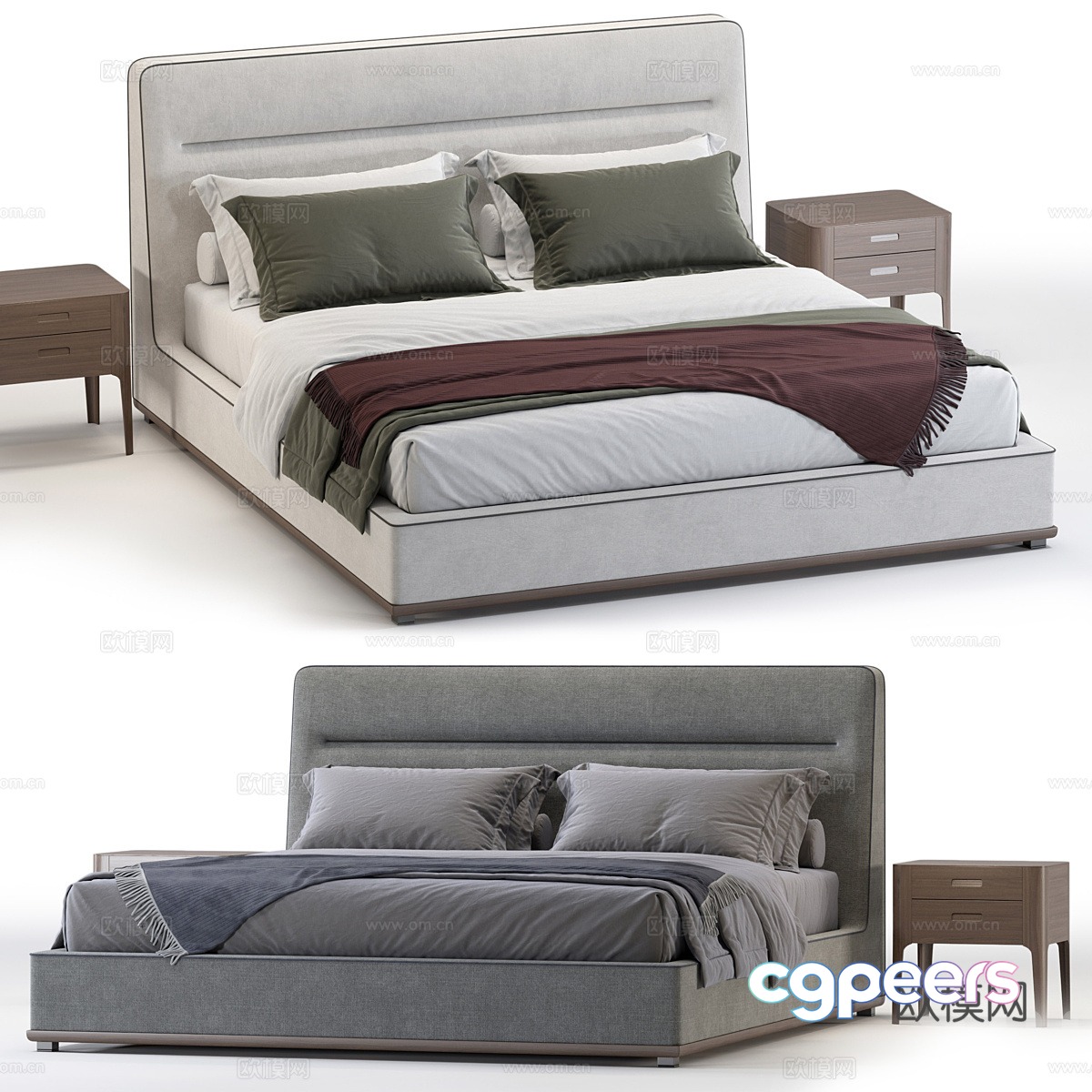 New Chinese Porada Kirk fabric double bed 3D model New Chinese Porada Kirk fabric double bed 3D model