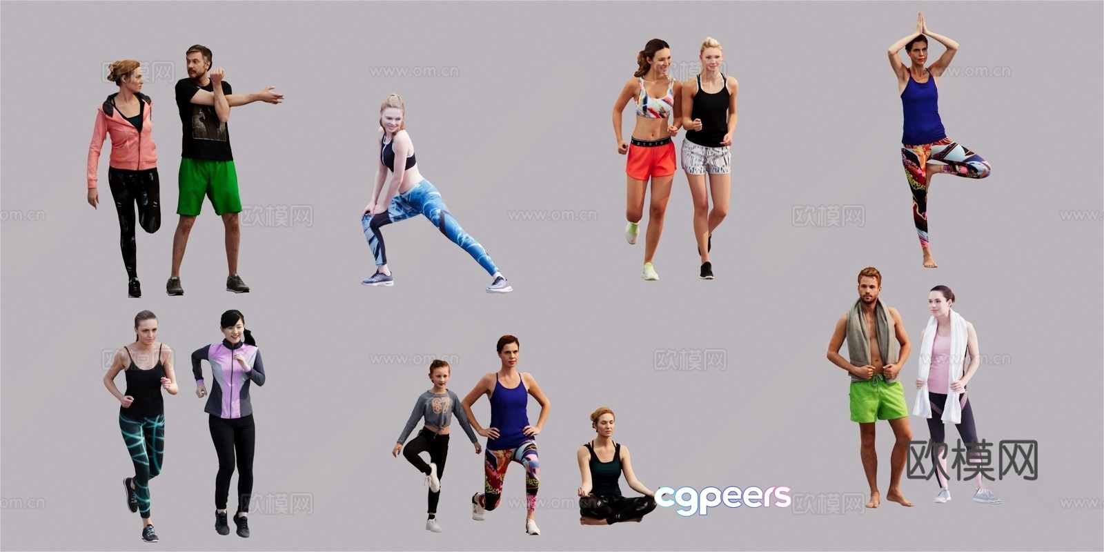 Sports fitness crowd 3d model Sports fitness crowd 3d model