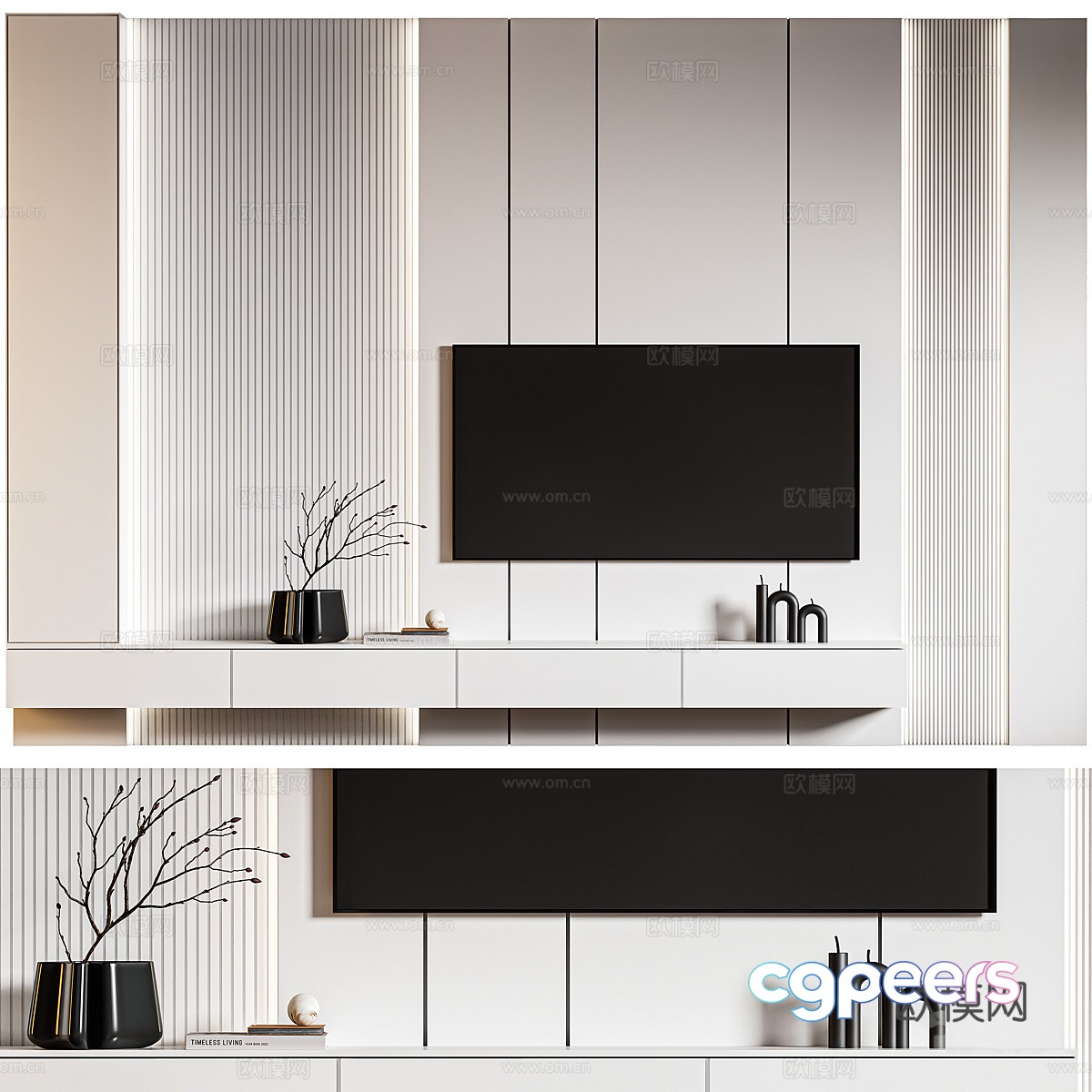 Modern TV background wall 3d model Modern TV background wall 3d model