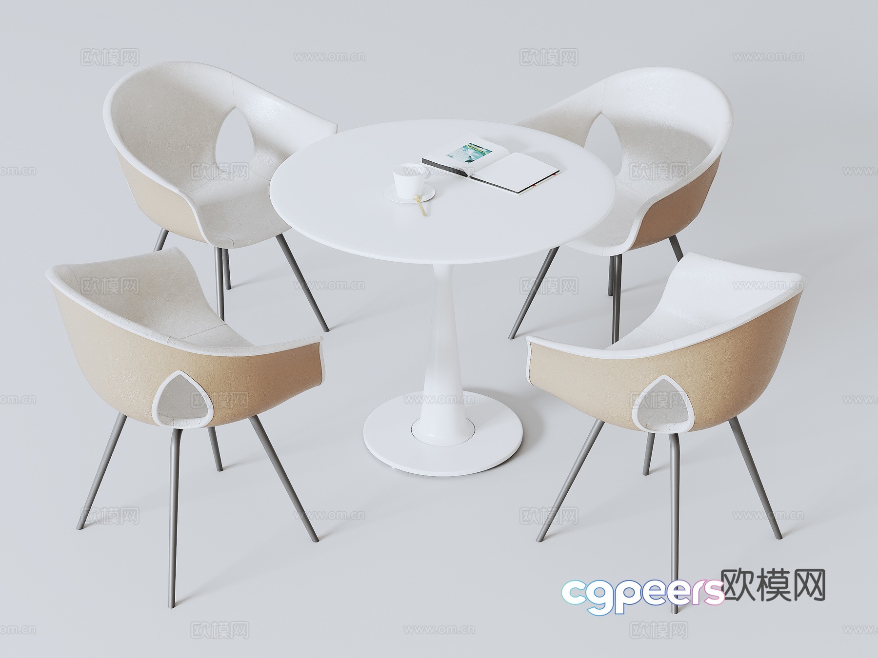 Negotiation table and chair combination 3D model Negotiation table and chair combination 3D model