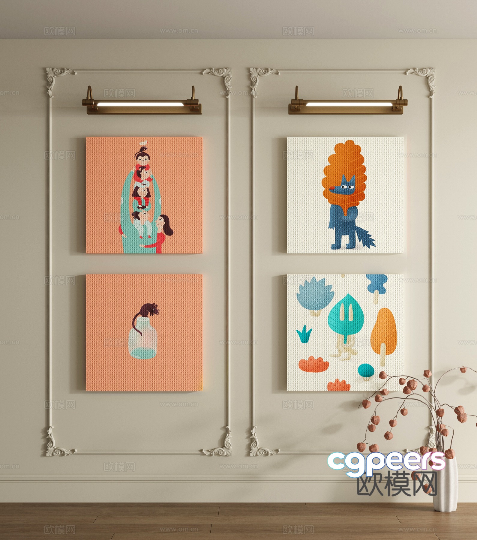 Dopamine decorative painting 3d model Dopamine decorative painting 3d model