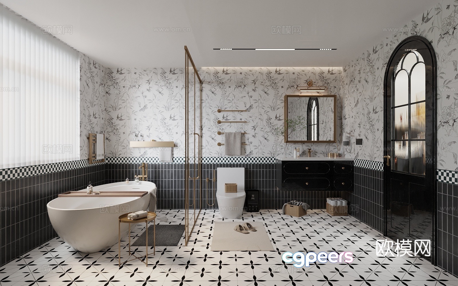 Middle-aged bathroom 3D model Middle-aged bathroom 3D model