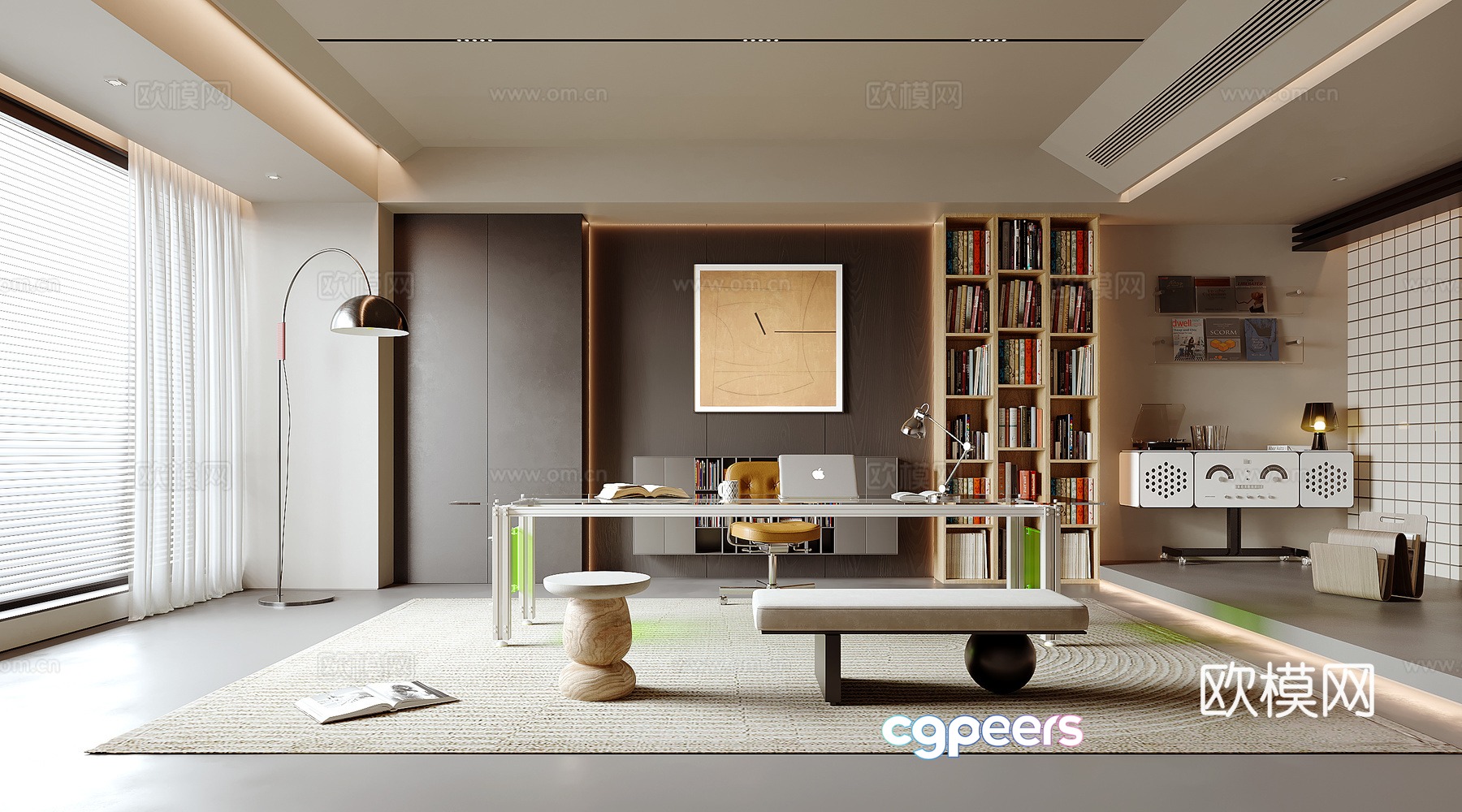 Modern study 3d model Modern study 3d model