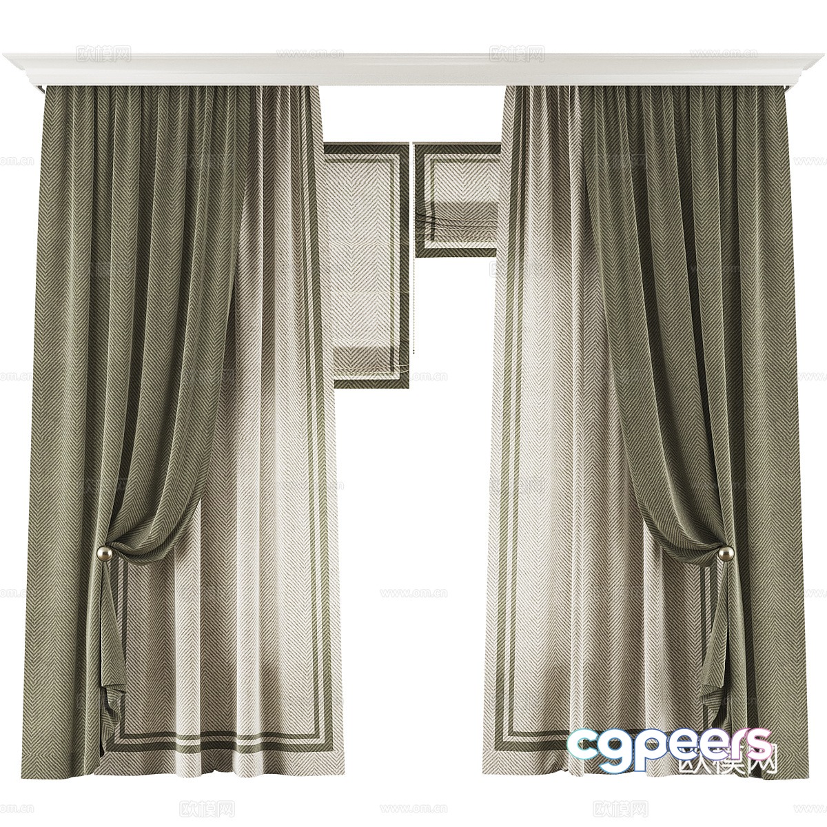 New Chinese style fabric curtain 3D model New Chinese style fabric curtain 3D model
