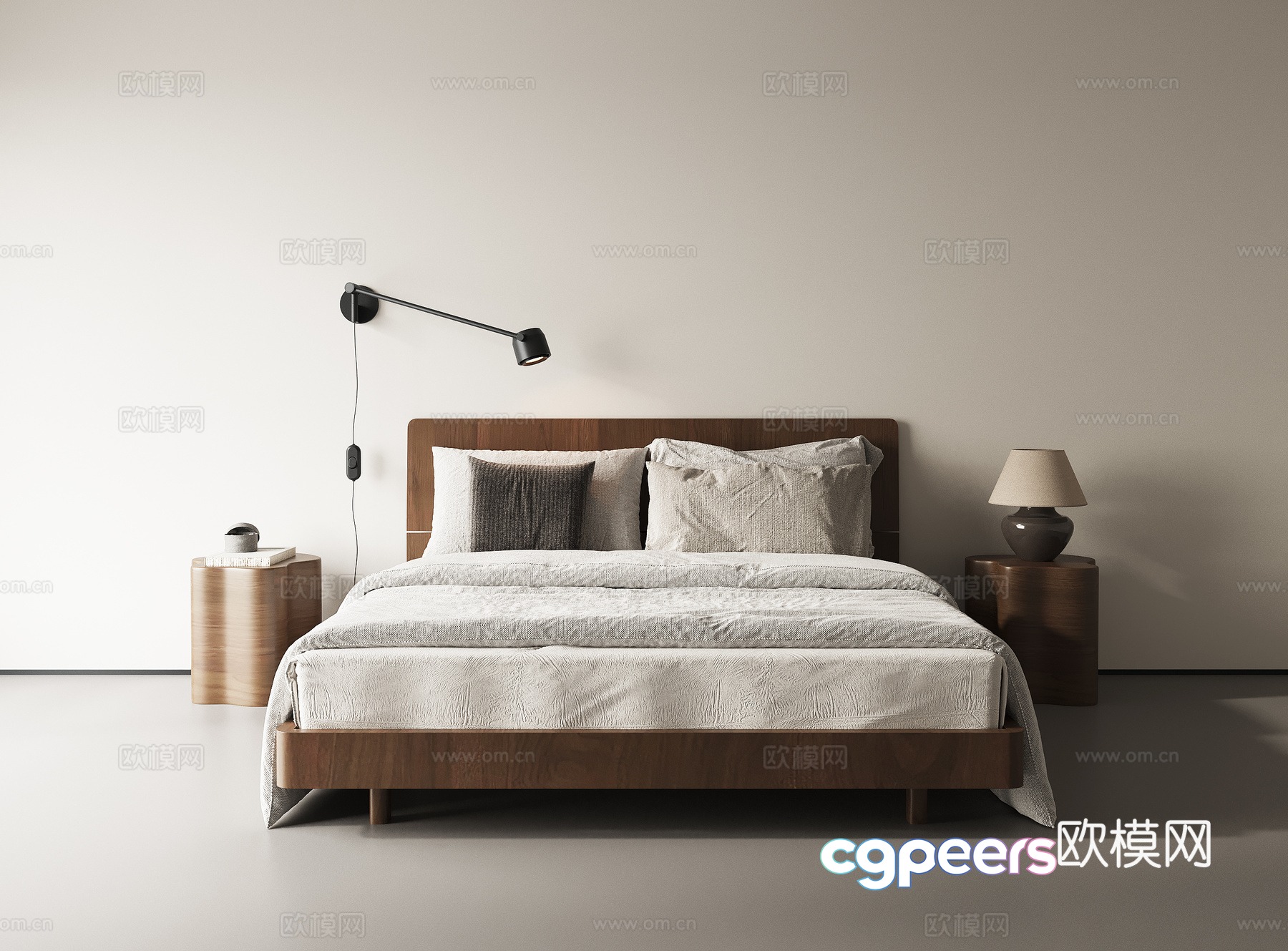 Middle-aged double bed 3d model Middle-aged double bed 3d model