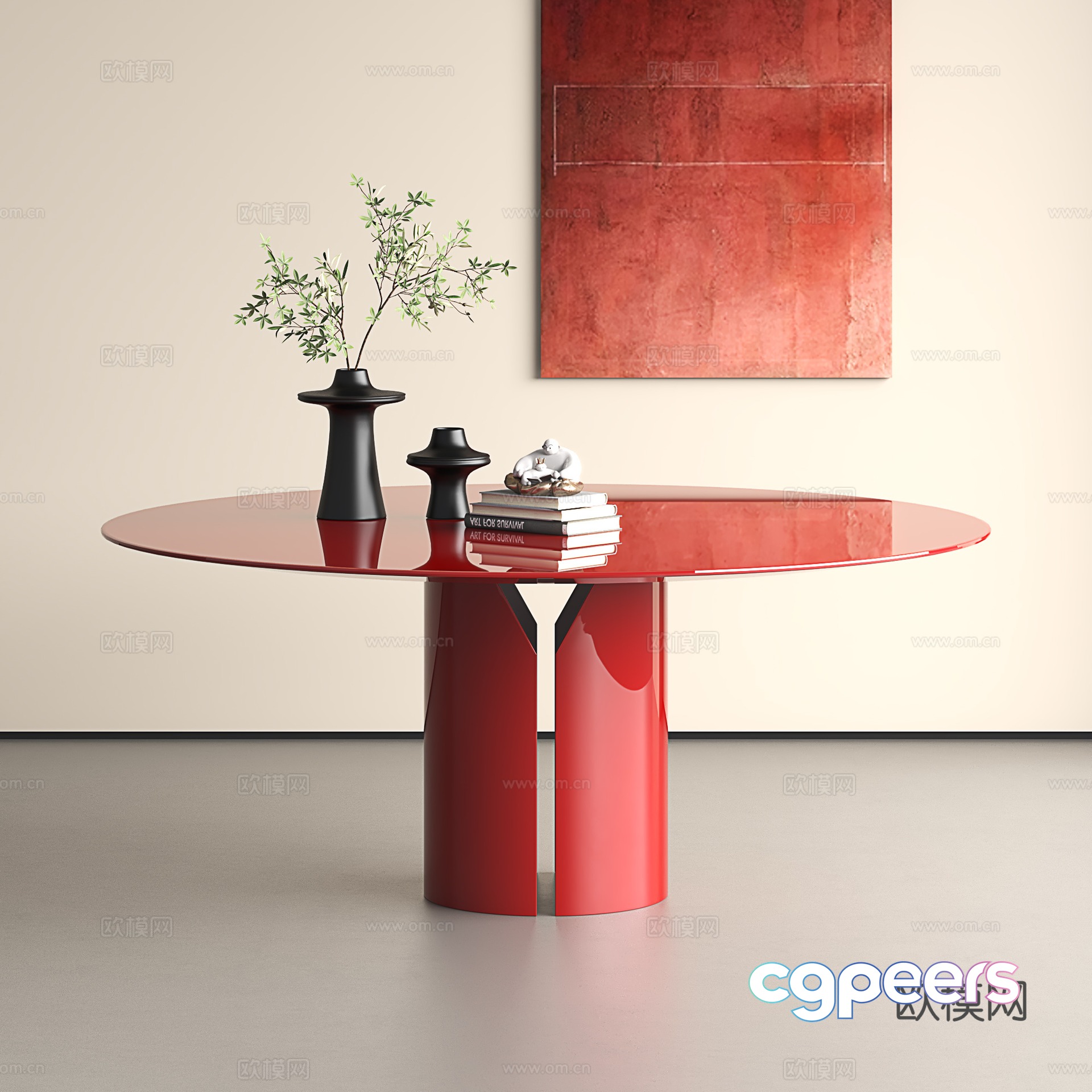Modern dining table round table 3d model Modern dining table round table 3d model