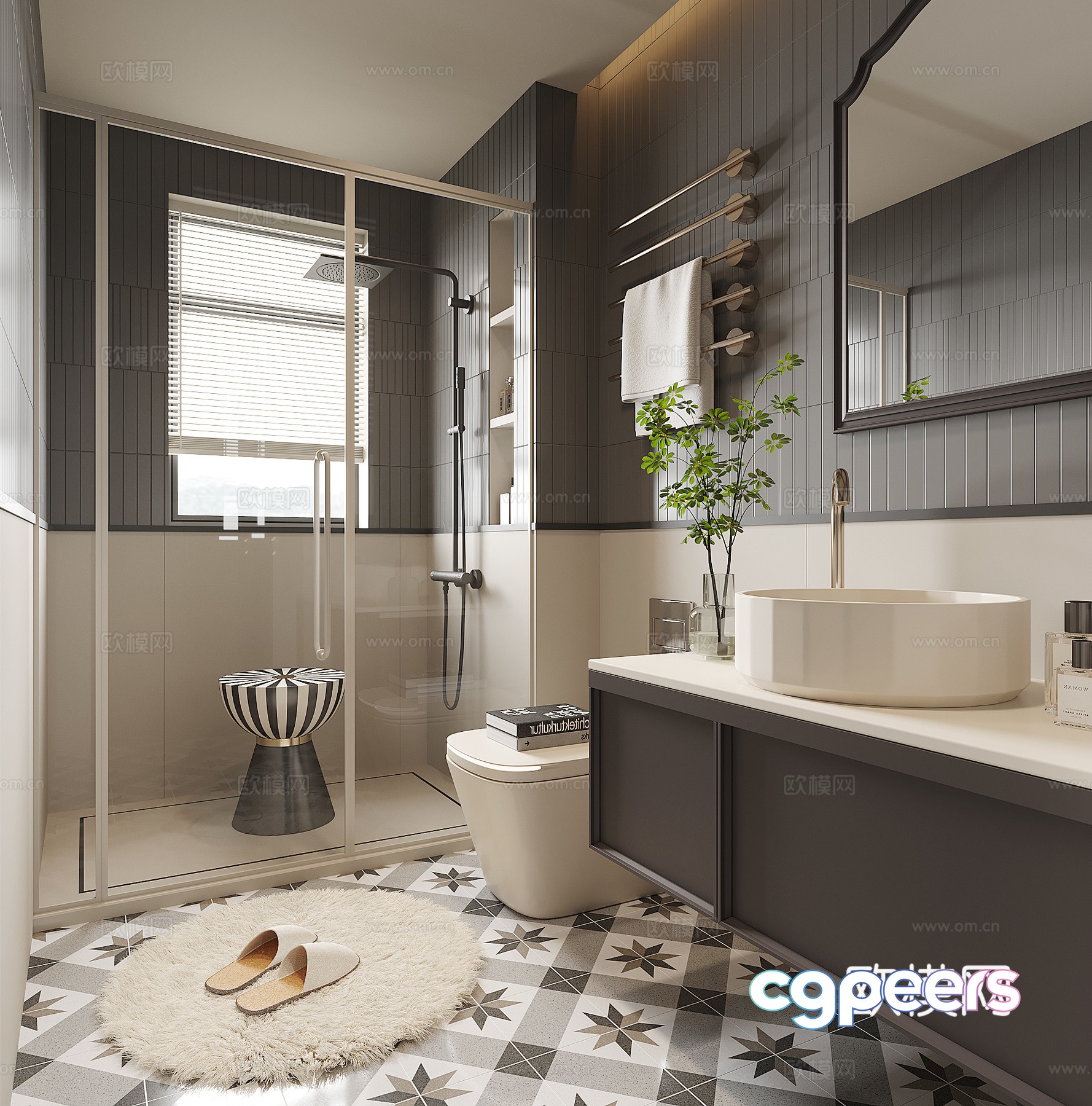 Modern French bathroom 3d model Modern French bathroom 3d model