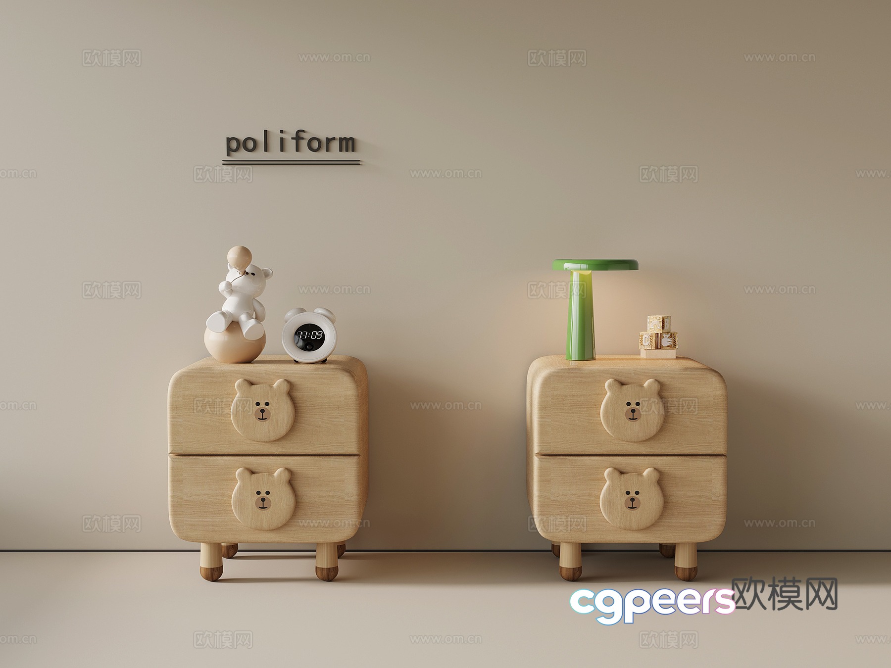 Modern simple children’s bedside table solid wood bedside table toy ornaments 3D model Modern simple children’s bedside table solid wood bedside table toy ornaments 3D model