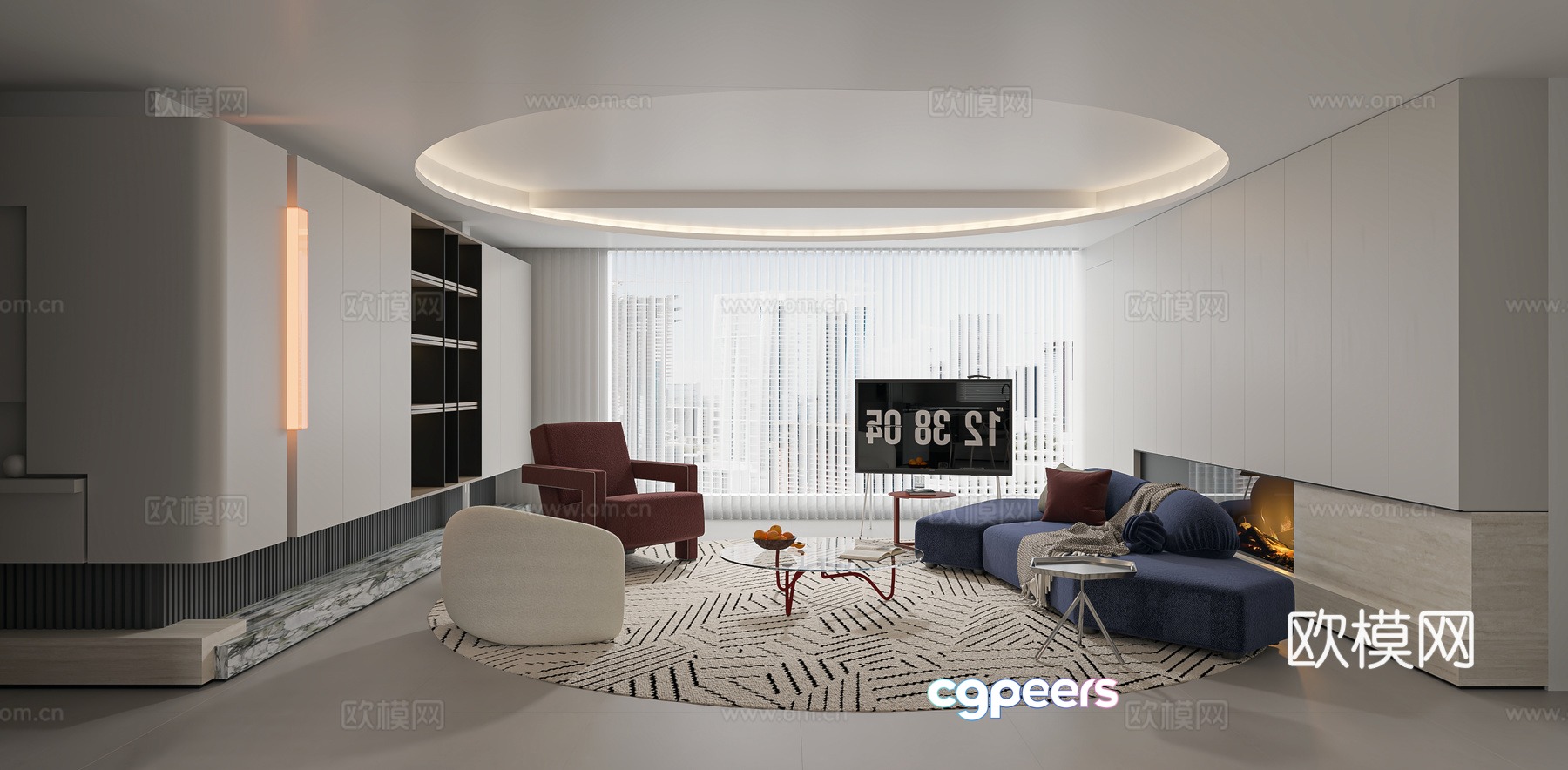 Modern large flat living and dining room kitchen 3d model Modern large flat living and dining room kitchen 3d model