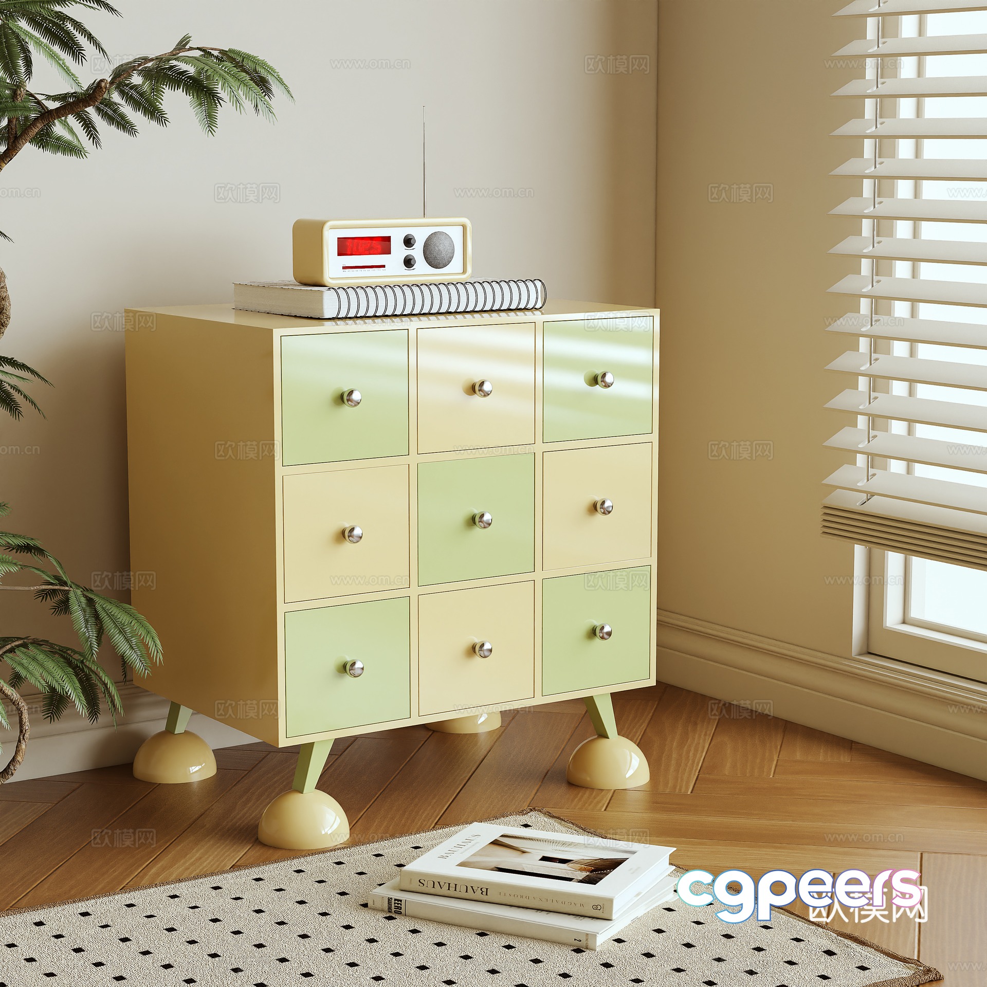 Modern bedside table dopamine 3d model Modern bedside table dopamine 3d model
