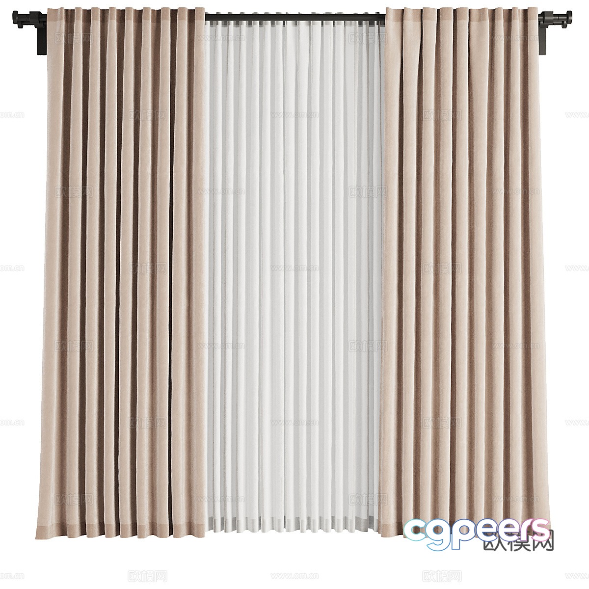 Modern cream style fabric curtain gauze curtain 3d model Modern cream style fabric curtain gauze curtain 3d model