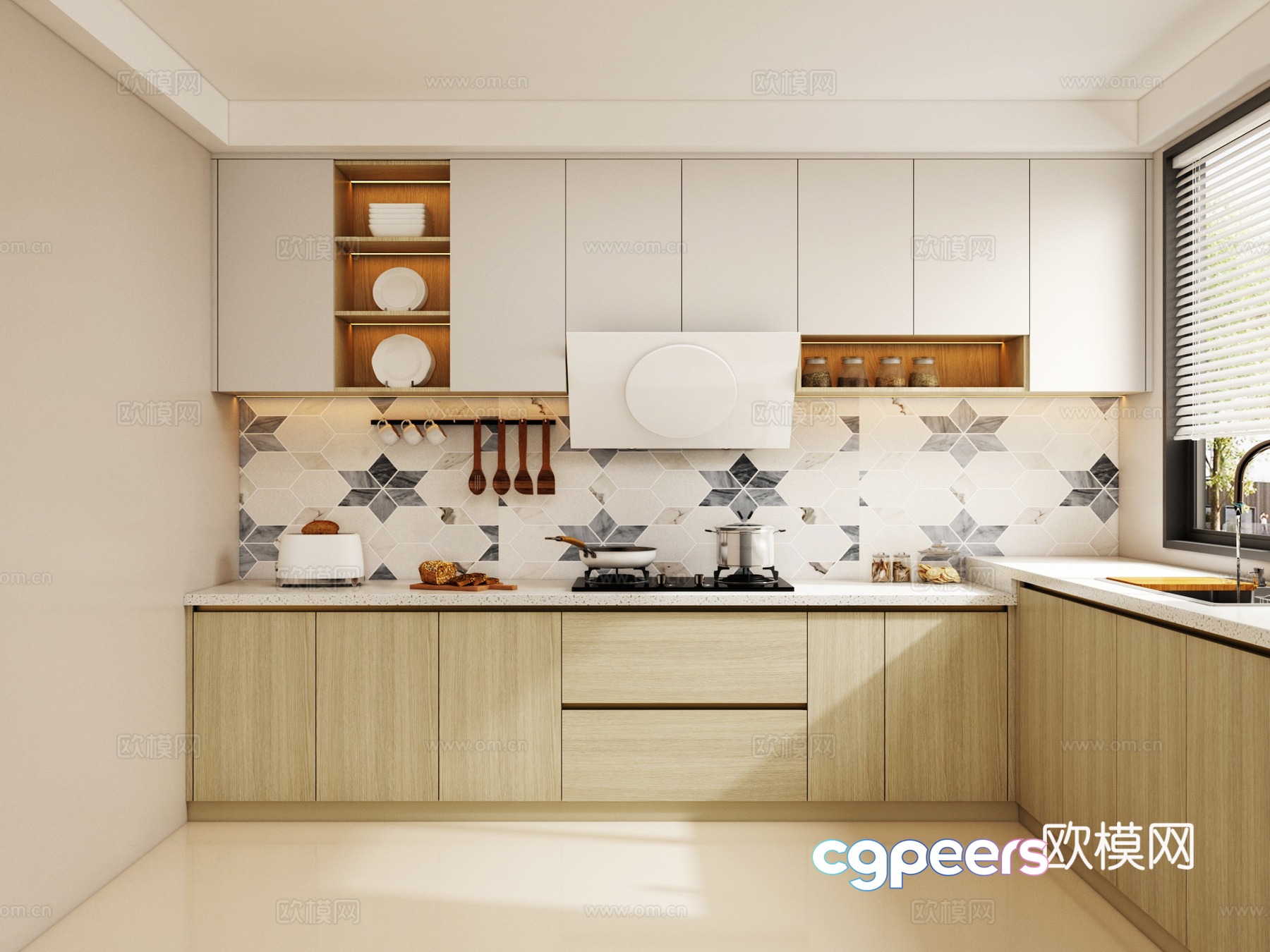 Modern log style kitchen L-shaped kitchen enclosed cabinet kitchen supplies 3d model Modern log style kitchen L-shaped kitchen enclosed cabinet kitchen supplies 3d model