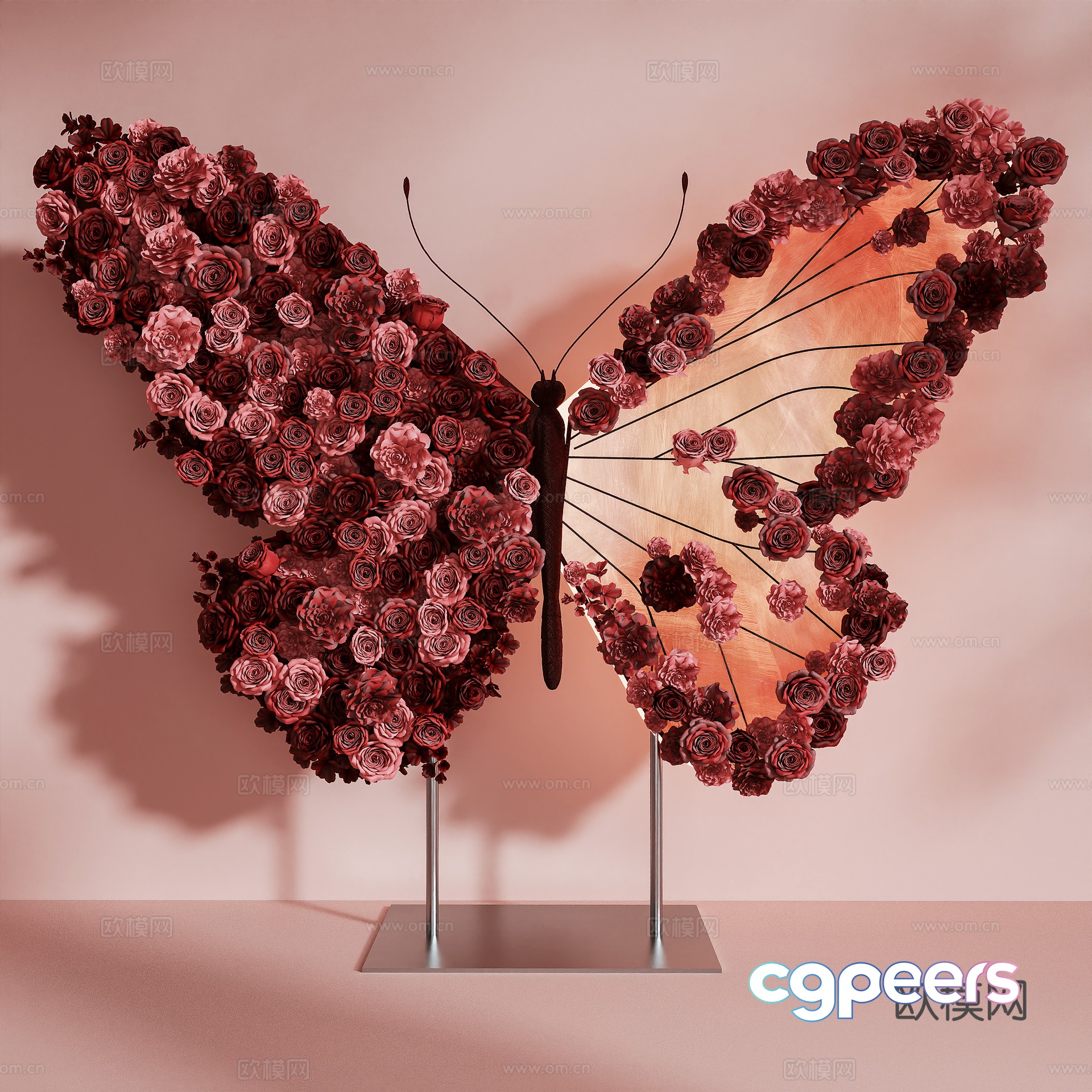 Art installation butterfly decorative flower 3d model Art installation butterfly decorative flower 3d model