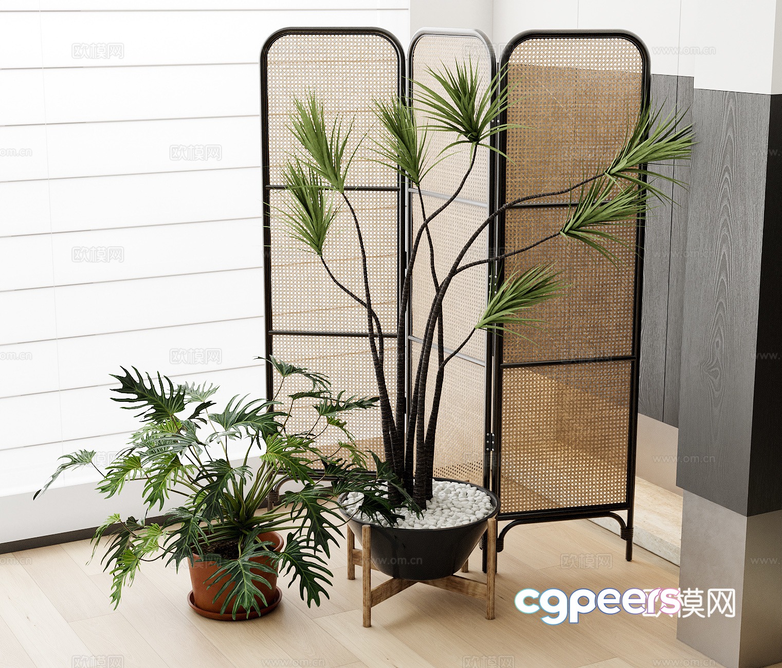 Modern potted bonsai partition 3d model Modern potted bonsai partition 3d model