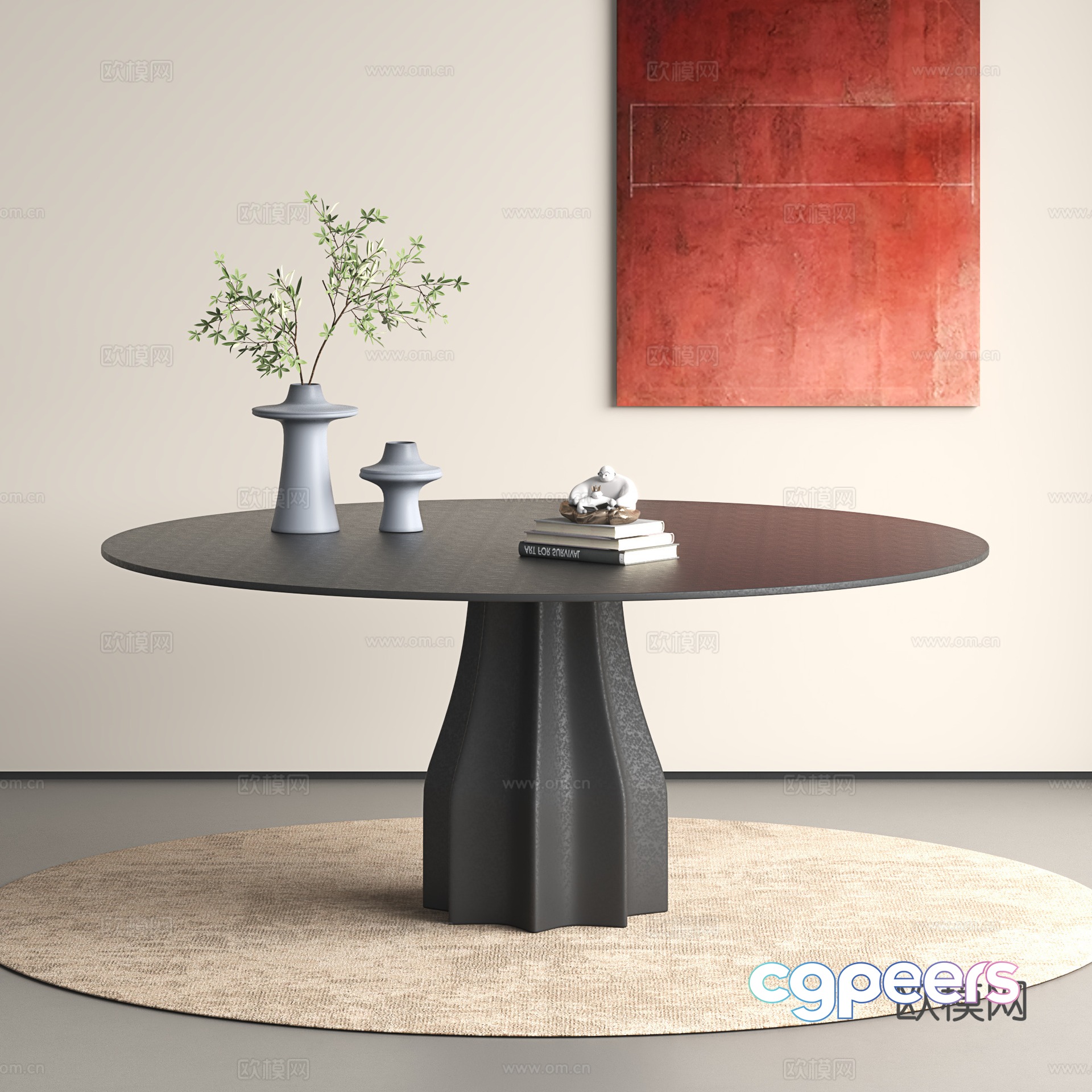 Modern dining table round table 3d model Modern dining table round table 3d model