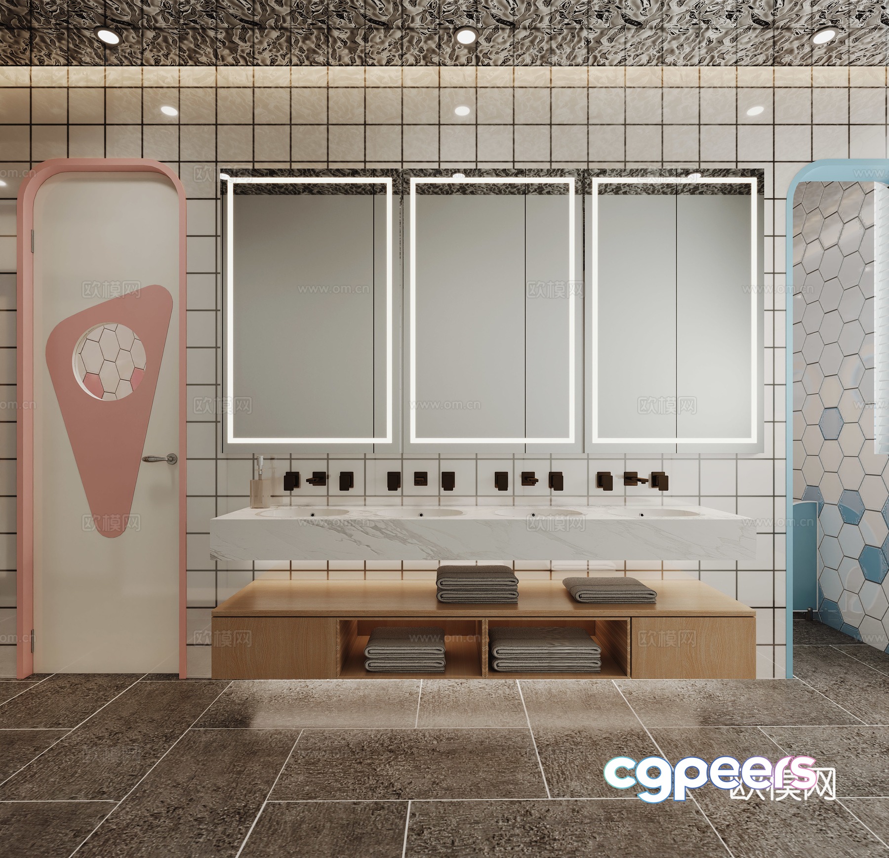 Modern public bathroom 3d model Modern public bathroom 3d model