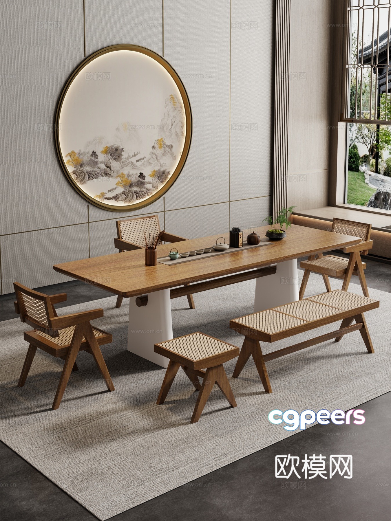 Creamy large plate table tea table and chair combination tea table tea table tea room tea table balcony tea table 3D model Creamy large plate table tea table and chair combination tea table tea table tea room tea table balcony tea table 3D model