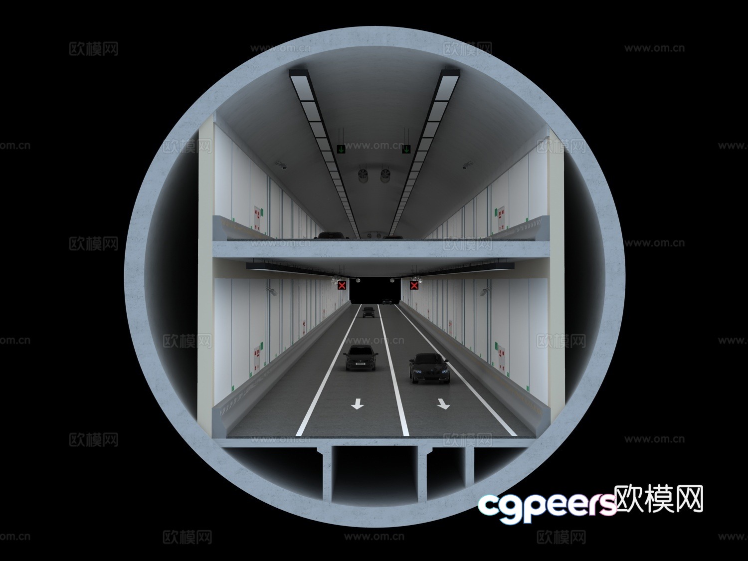 Modern highway tunnel 3d model Modern highway tunnel 3d model