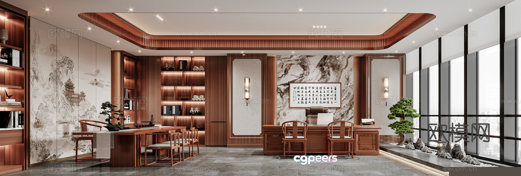 New Chinese manager office 3D model New Chinese manager office 3D model