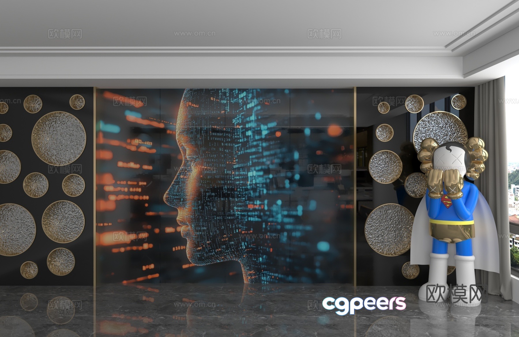 Modern background wall 3d model Modern background wall 3d model
