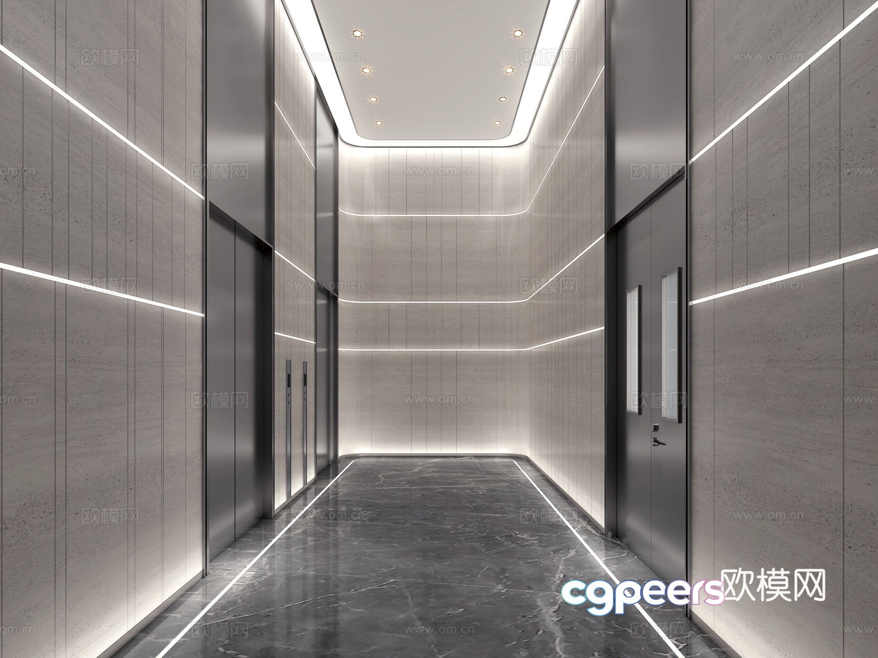 Modern elevator hall 3d model Modern elevator hall 3d model