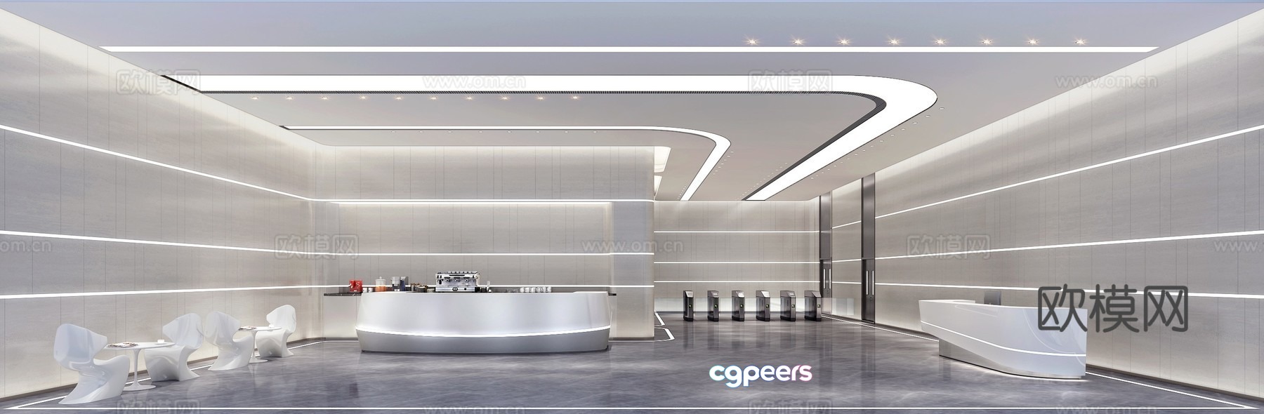 Modern office hall 3d model Modern office hall 3d model