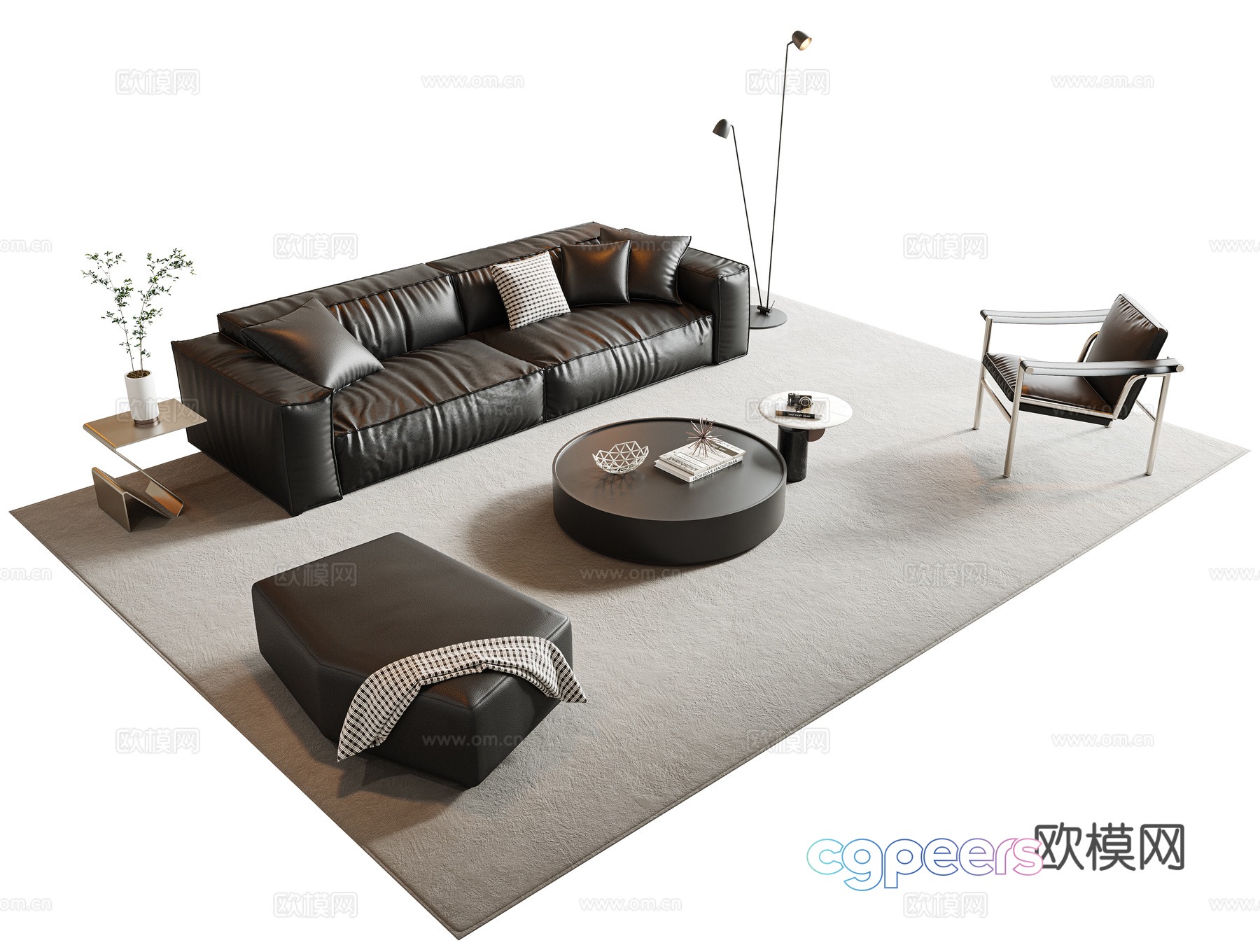 Italian sofa coffee table combination multi-person sofa leather sofa combination sofa straight sofa round 3d model Italian sofa coffee table combination multi-person sofa leather sofa combination sofa straight sofa round 3d model