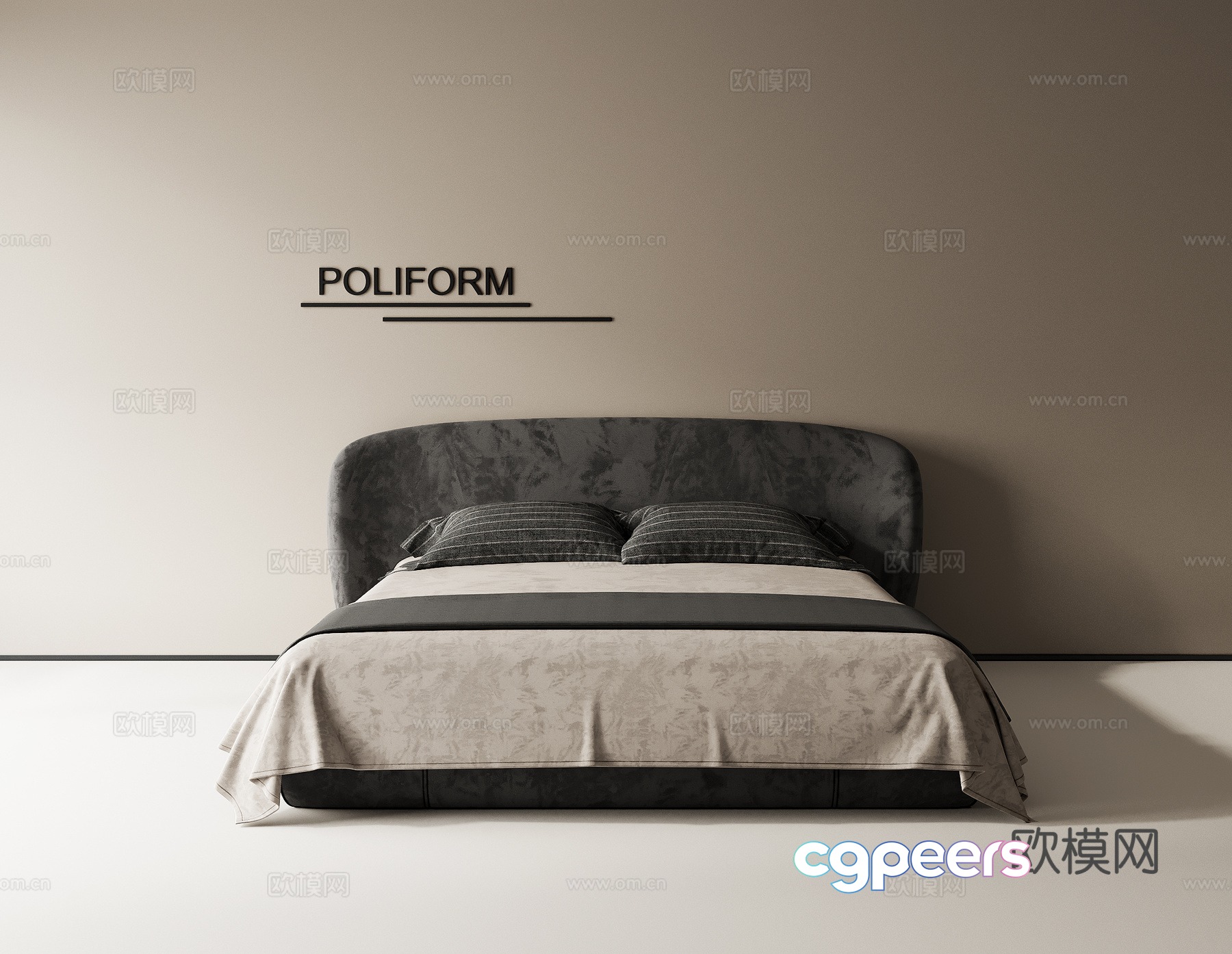 Middle-aged double bed 3d model Middle-aged double bed 3d model