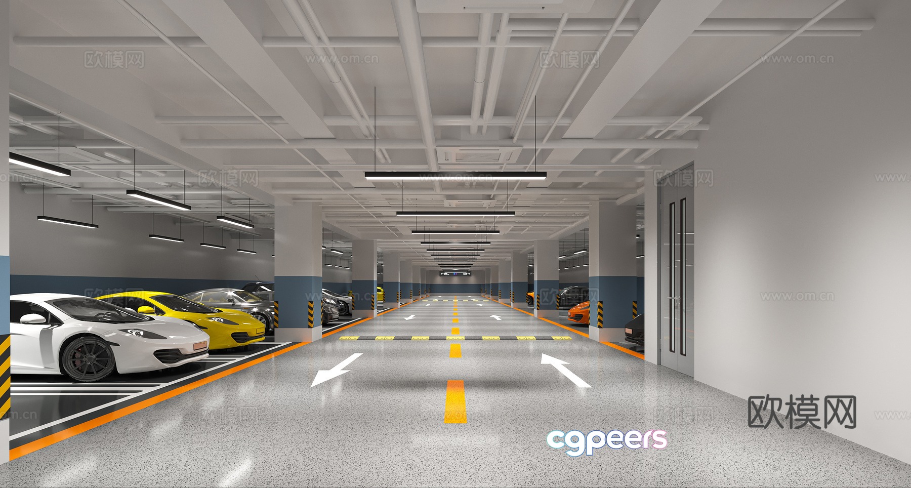 Modern underground garage 3d model Modern underground garage 3d model