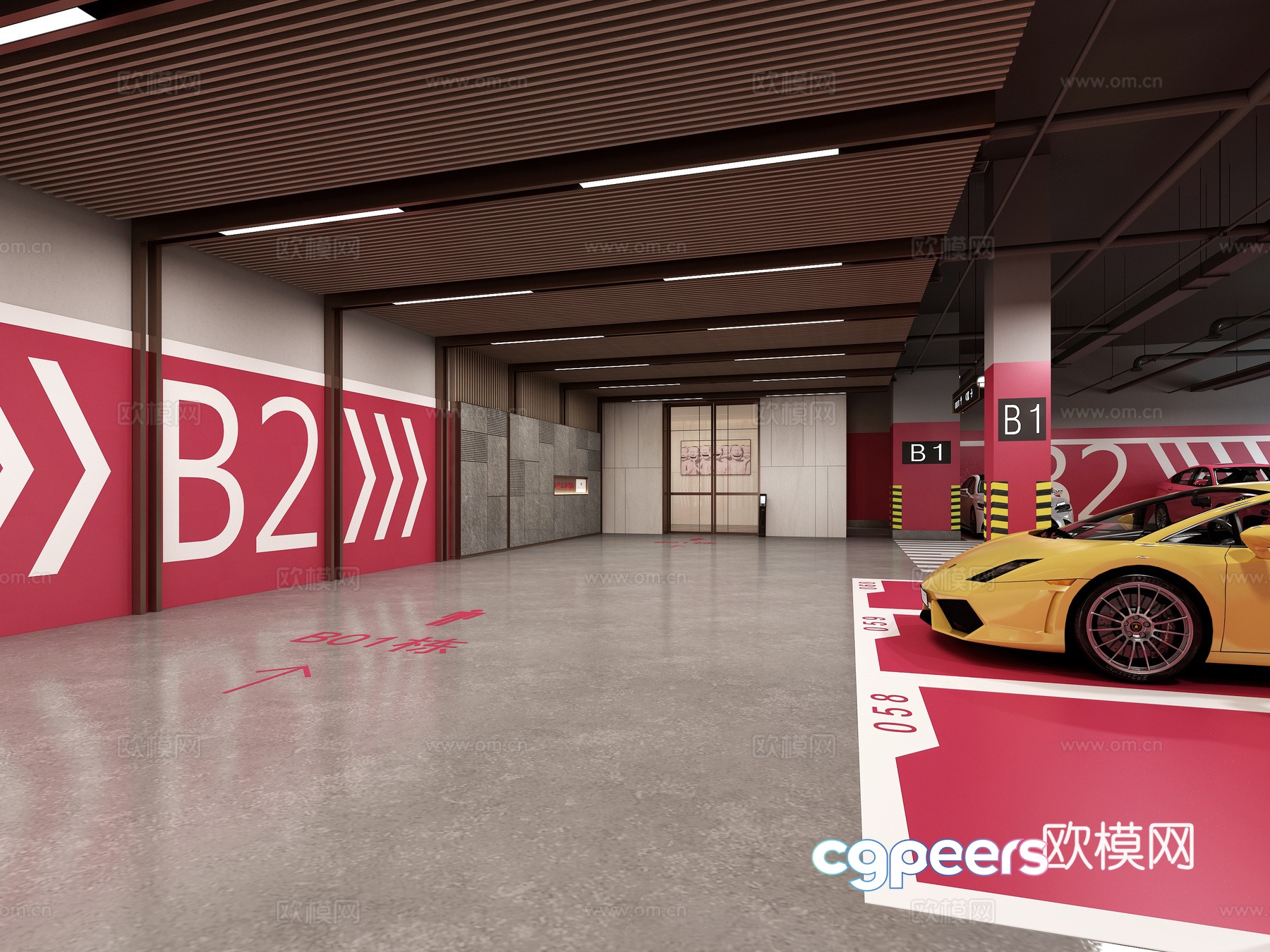 Underground garage light hall 3d model Underground garage light hall 3d model