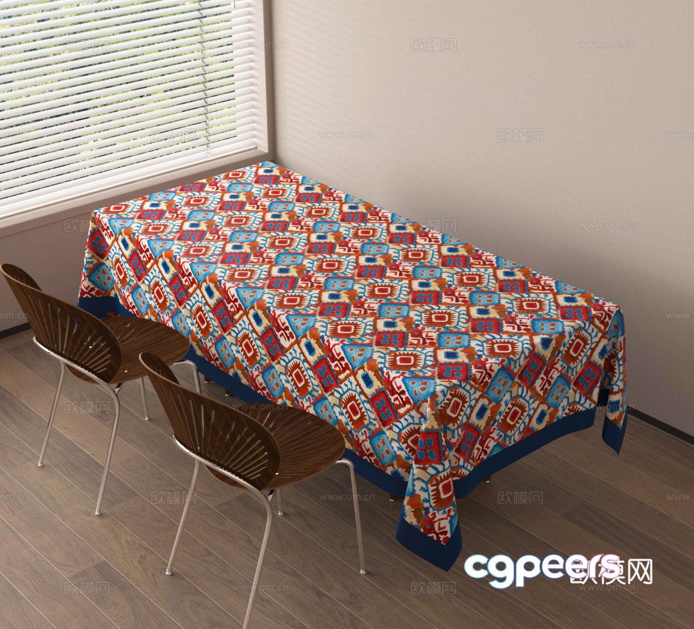 Dining table and chairs Dining cloth 3D model Dining table and chairs Dining cloth 3D model