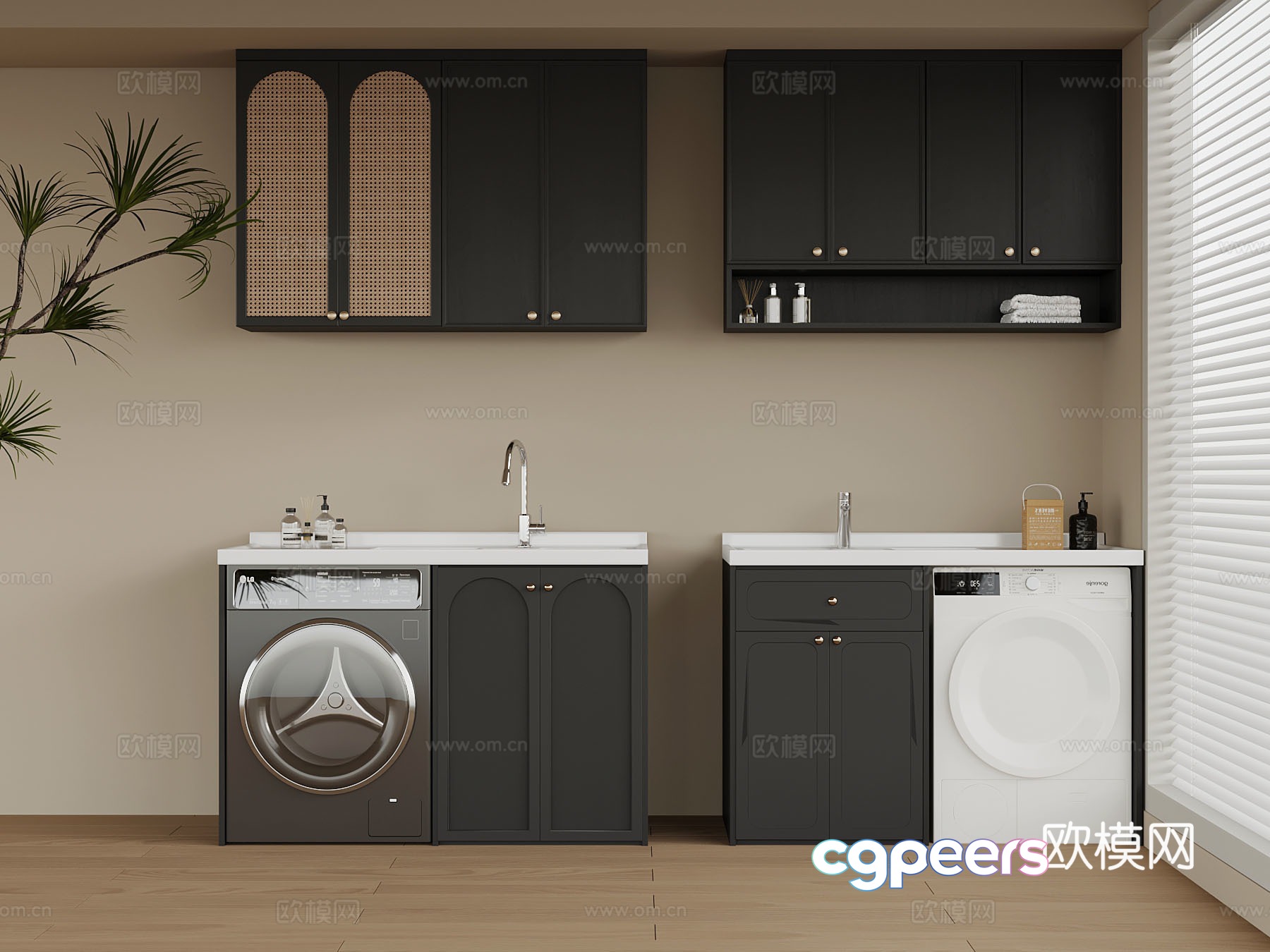 French laundry room bathroom cabinet washing machine 3d model French laundry room bathroom cabinet washing machine 3d model