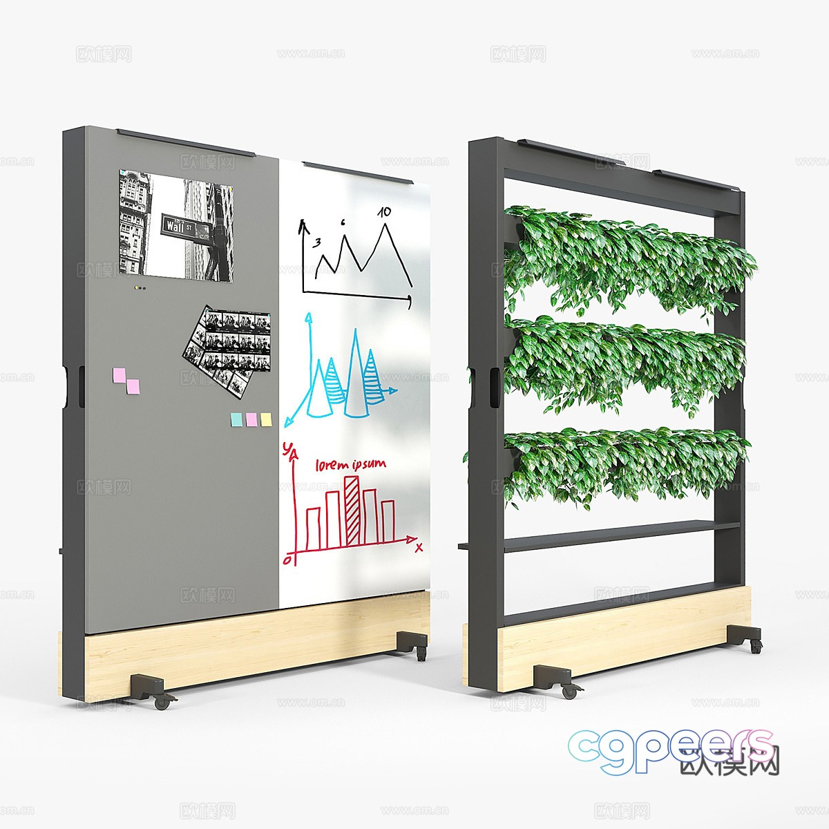 Vitra office whiteboard plant stand 3d model Vitra office whiteboard plant stand 3d model