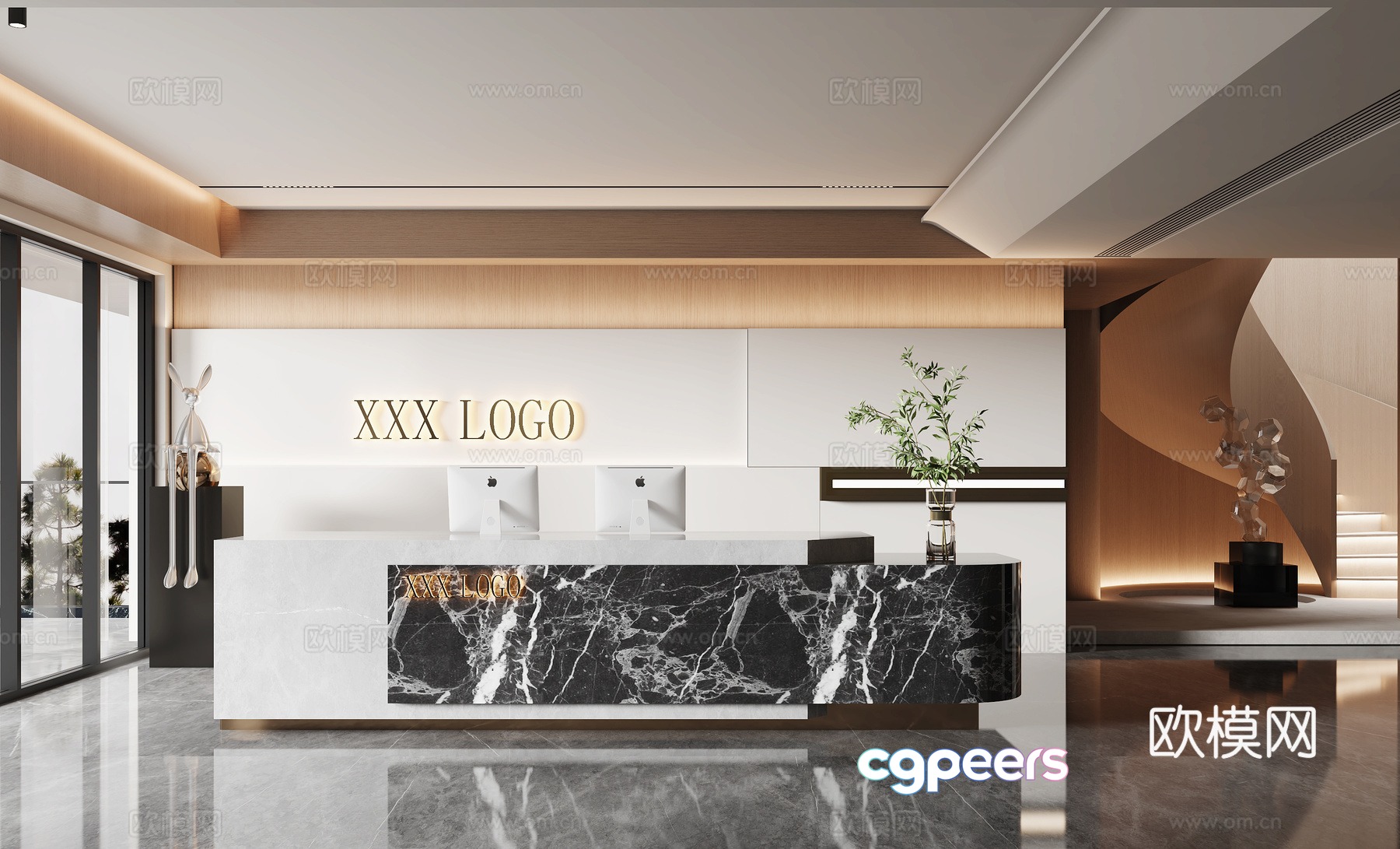 Modern front desk 3D model Modern front desk 3D model