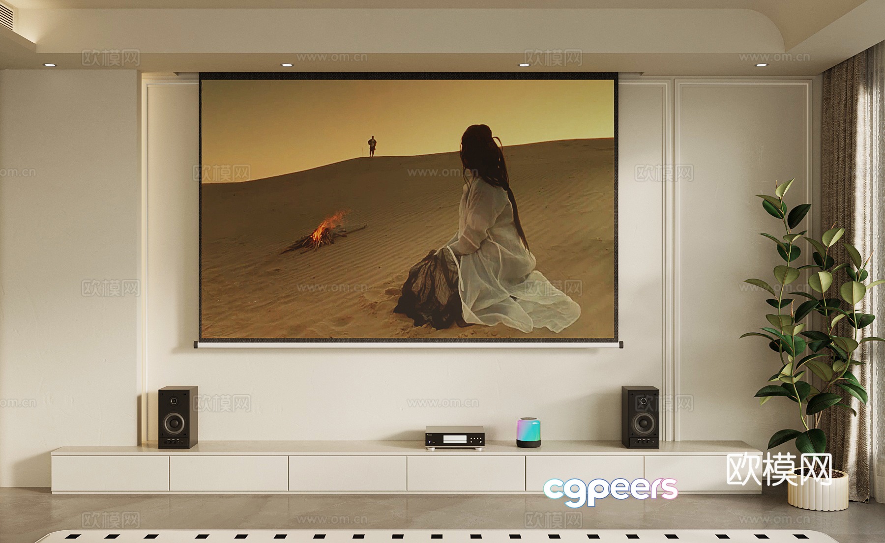 Modern projection screen audio 3d model Modern projection screen audio 3d model