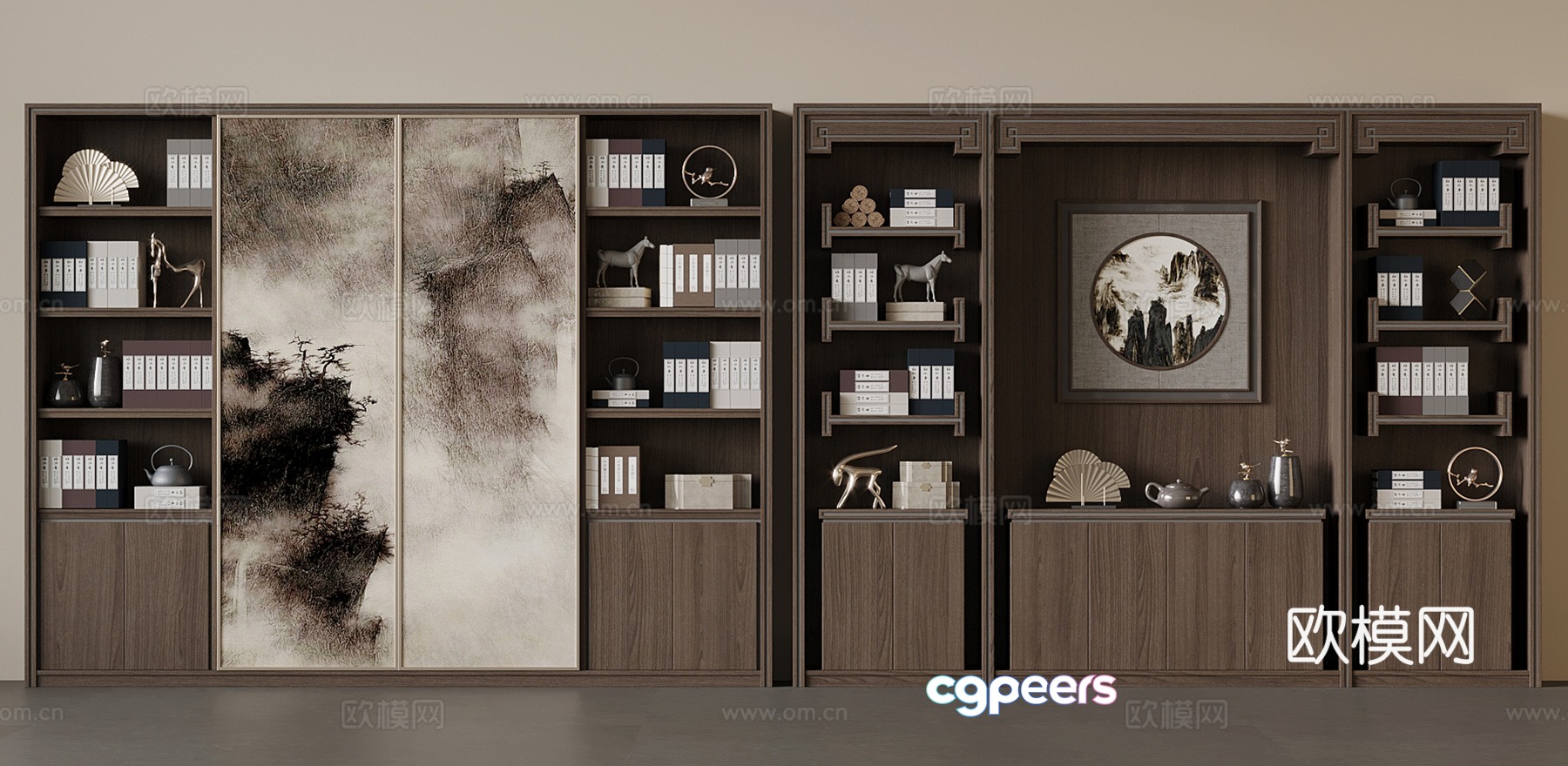 New Chinese bookcase 3D model New Chinese bookcase 3D model