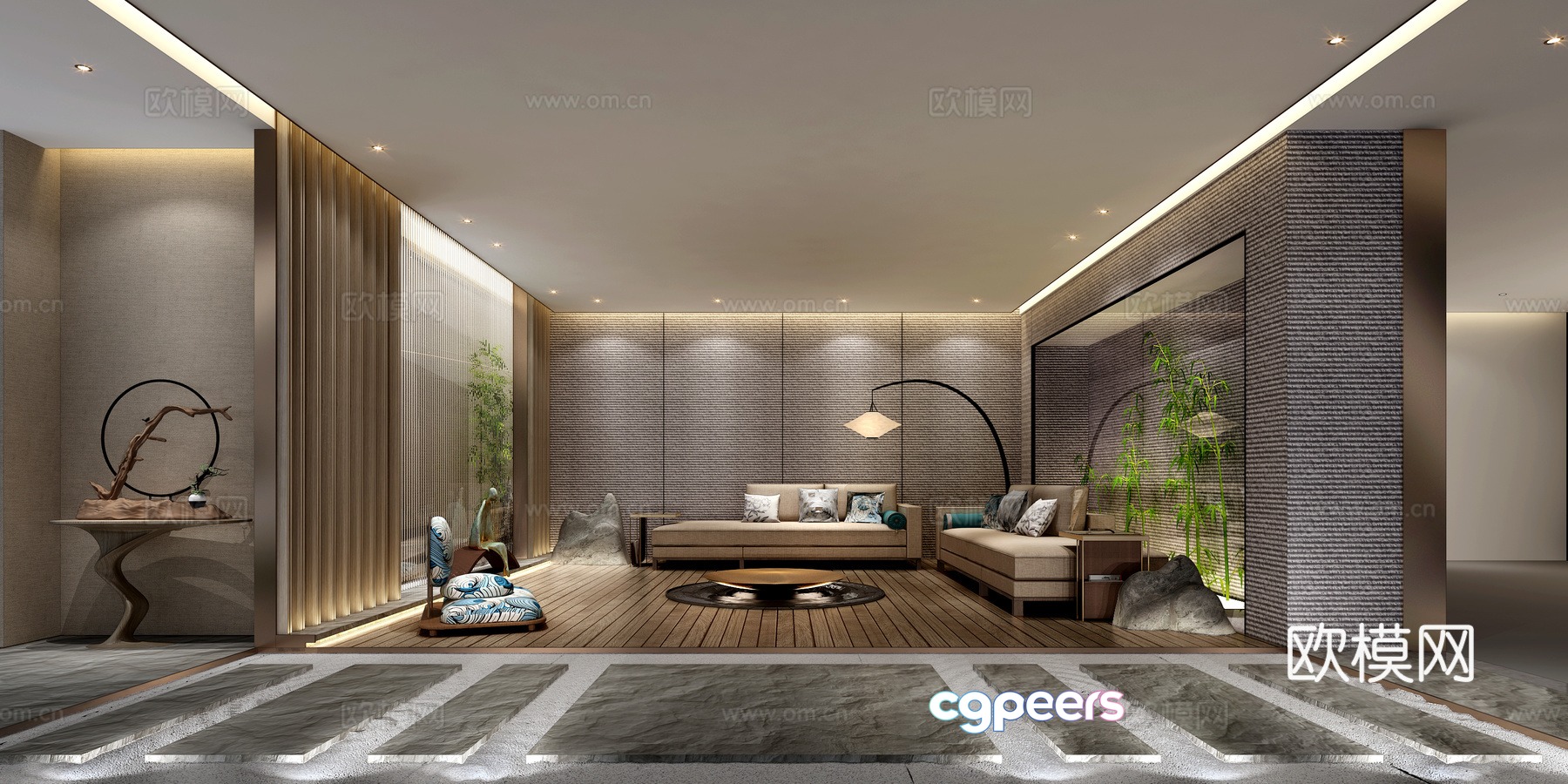 New Chinese style underground rest area 3D model New Chinese style underground rest area 3D model