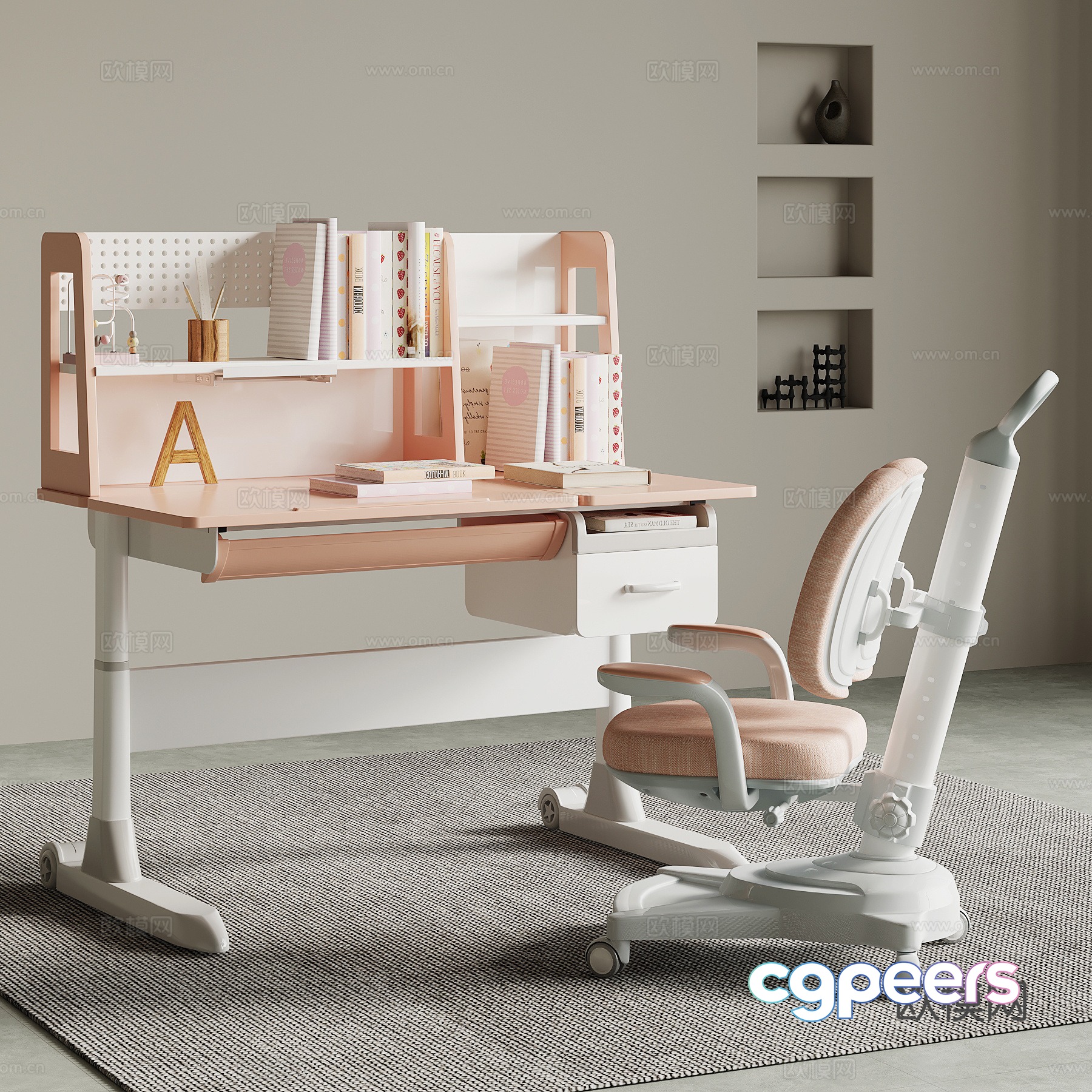 Modern study table children’s study table desk 3d model Modern study table children’s study table desk 3d model