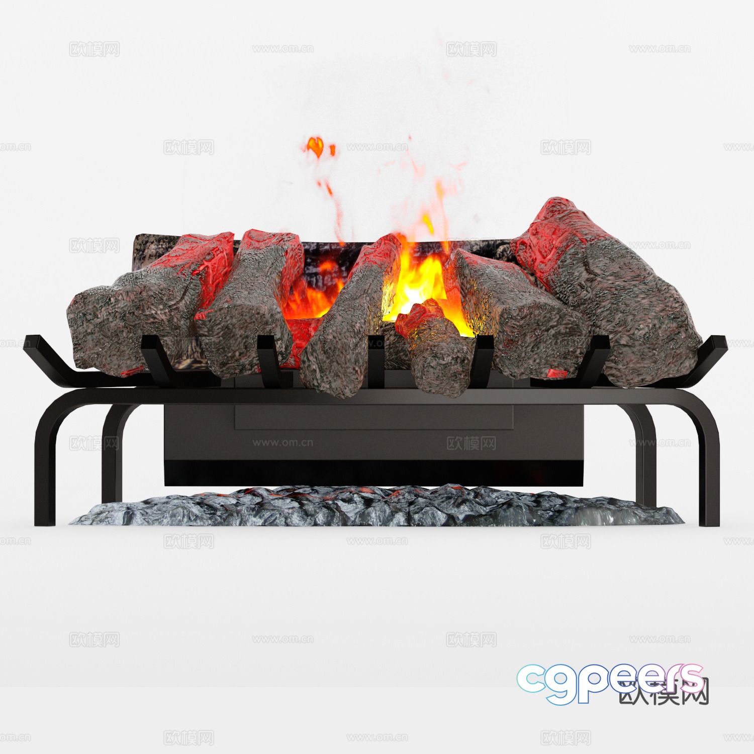 Fireplace burning flame 3d model Fireplace burning flame 3d model