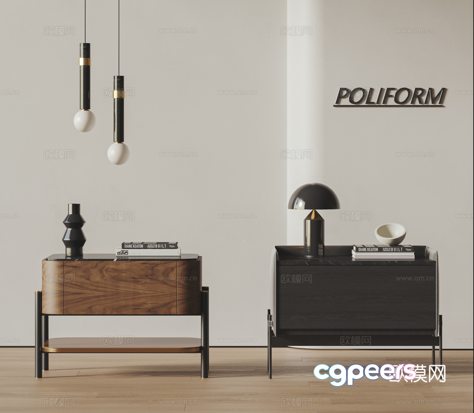 POLIFORM modern bedside table combination 3D model POLIFORM modern bedside table combination 3D model
