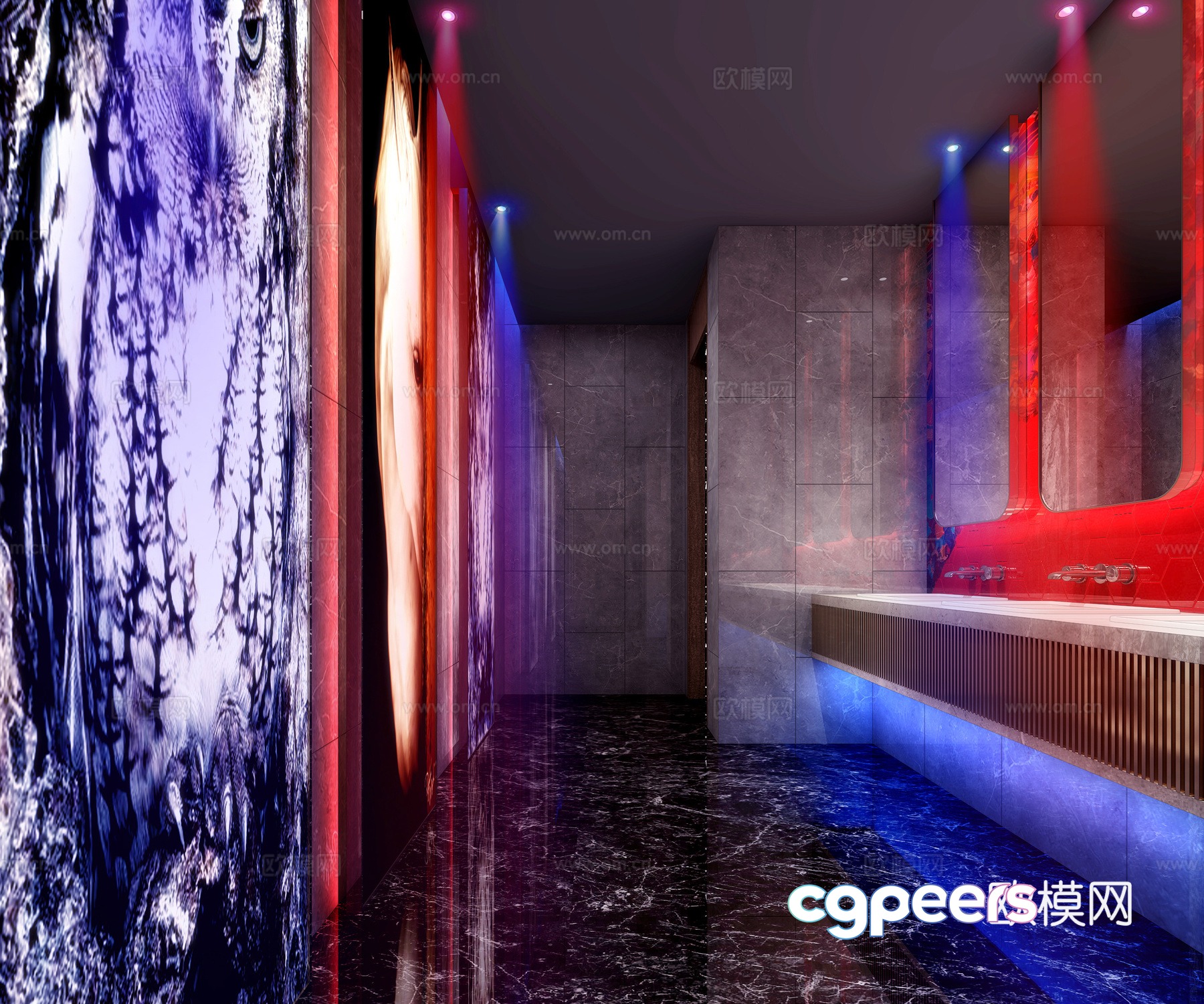 KTV public bathroom 3d model KTV public bathroom 3d model