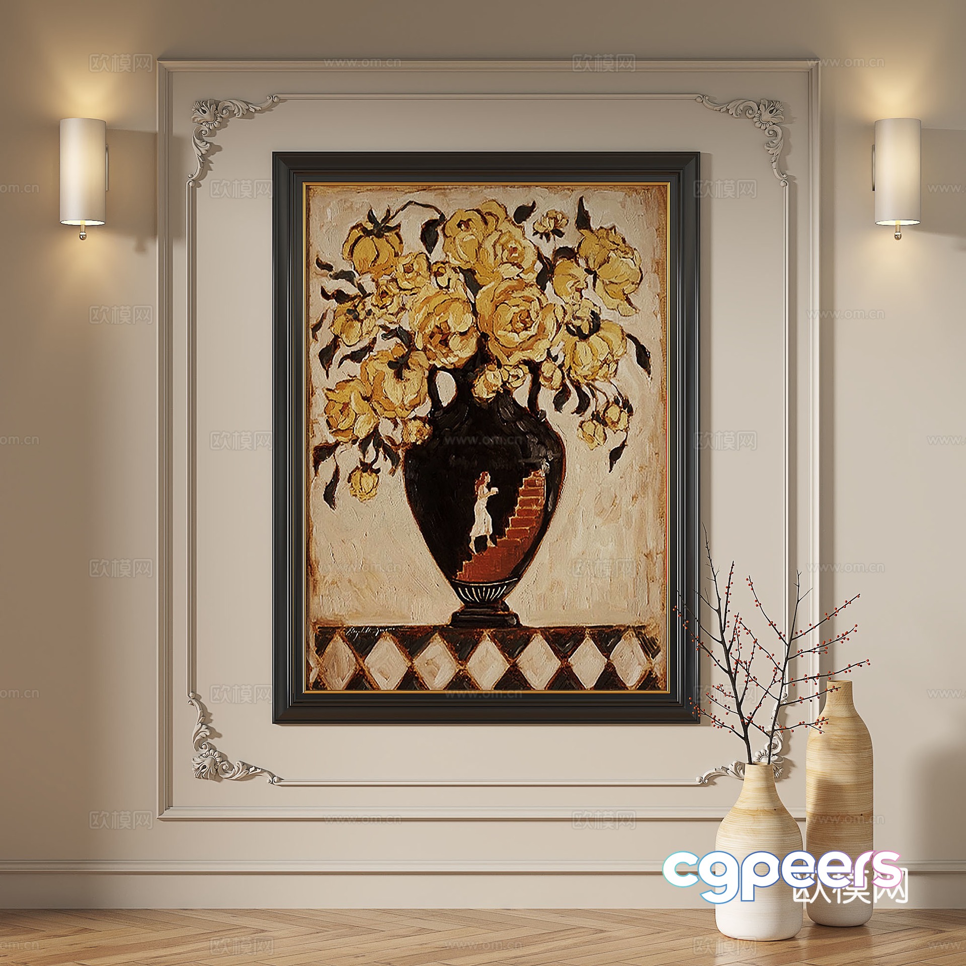 French retro medieval modern European classical decorative painting 3d model French retro medieval modern European classical decorative painting 3d model