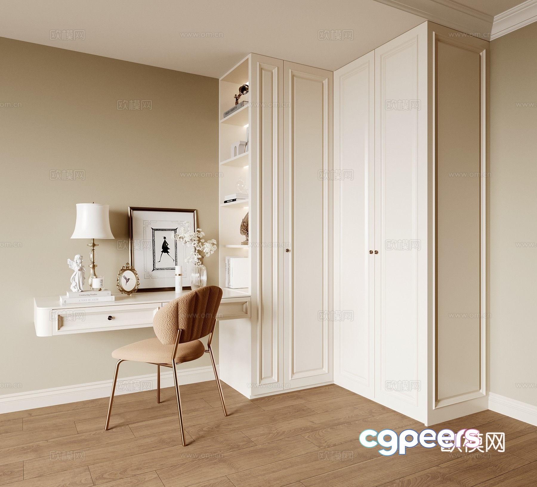 Modern American dressing table 3d model Modern American dressing table 3d model