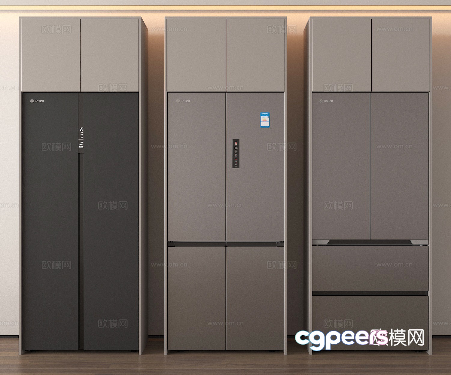 Double door refrigerator 3D model Double door refrigerator 3D model