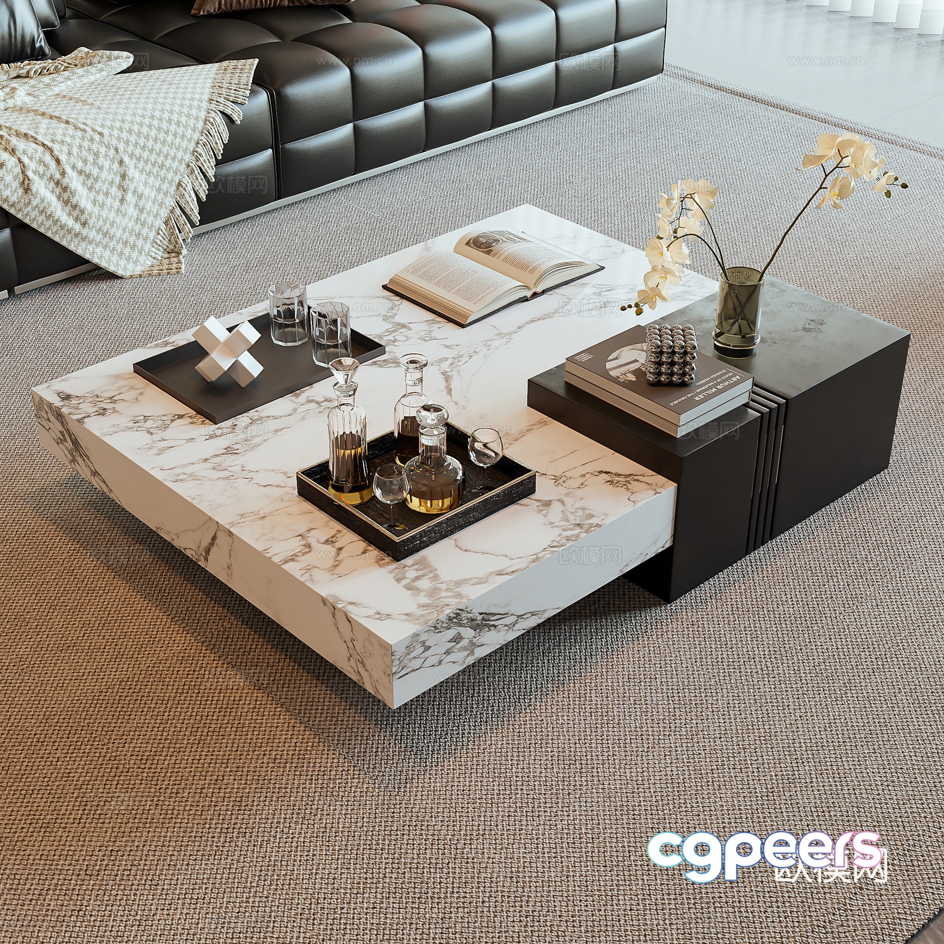 Modern light luxury tea table marble tea table square tea table sofa tea table combination jewelry ornaments 3D model Modern light luxury tea table marble tea table square tea table sofa tea table combination jewelry ornaments 3D model