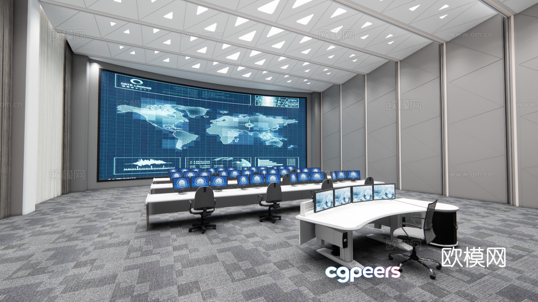 Modern command room control room 3d model Modern command room control room 3d model