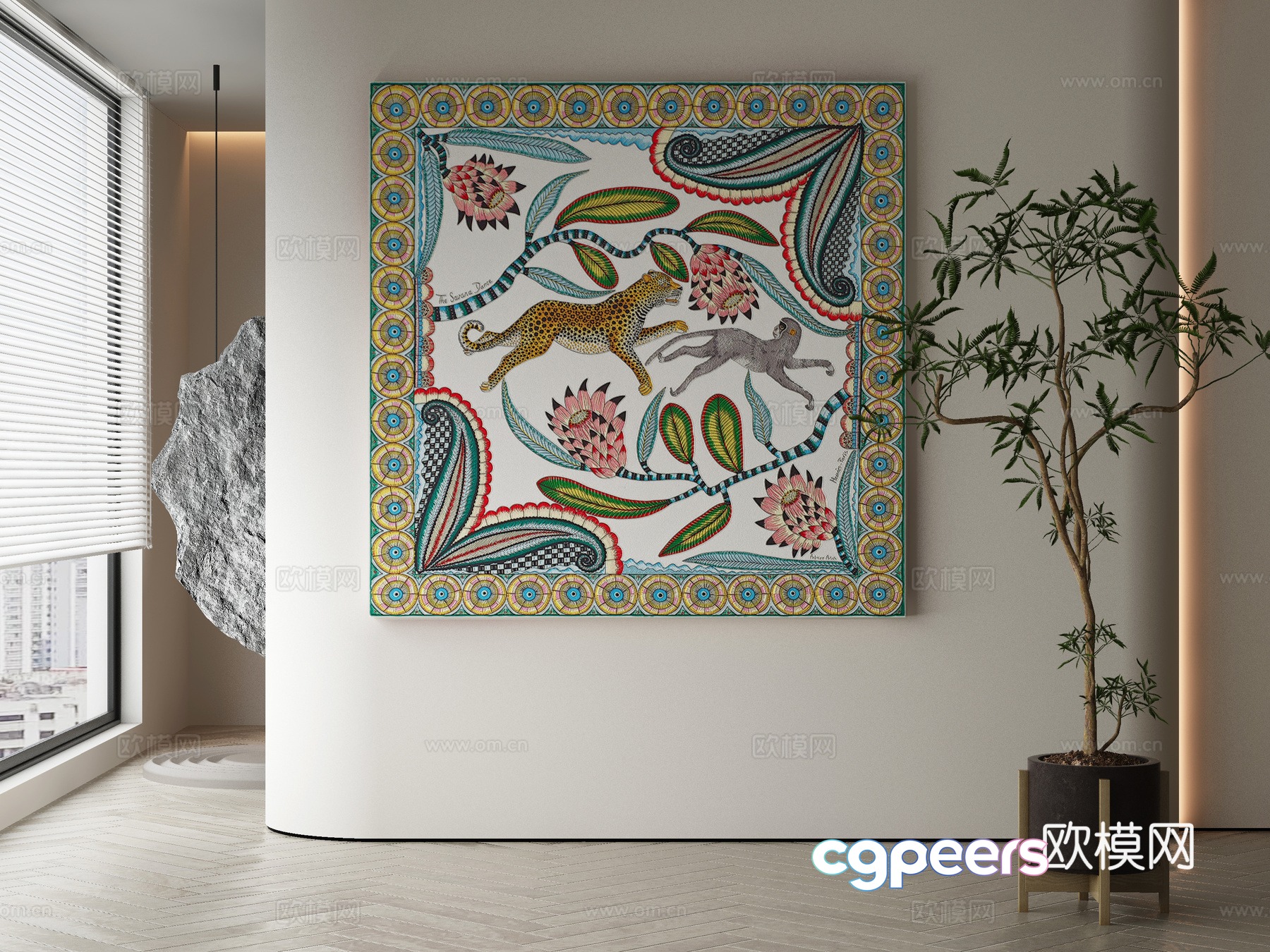 Modern Wasabi abstract hanging painting 3d model Modern Wasabi abstract hanging painting 3d model
