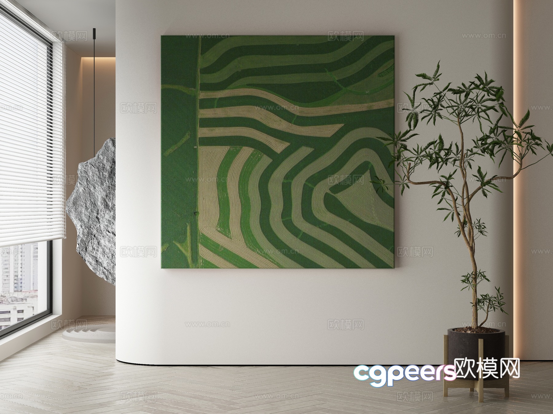 Modern Wasabi abstract hanging painting 3d model Modern Wasabi abstract hanging painting 3d model